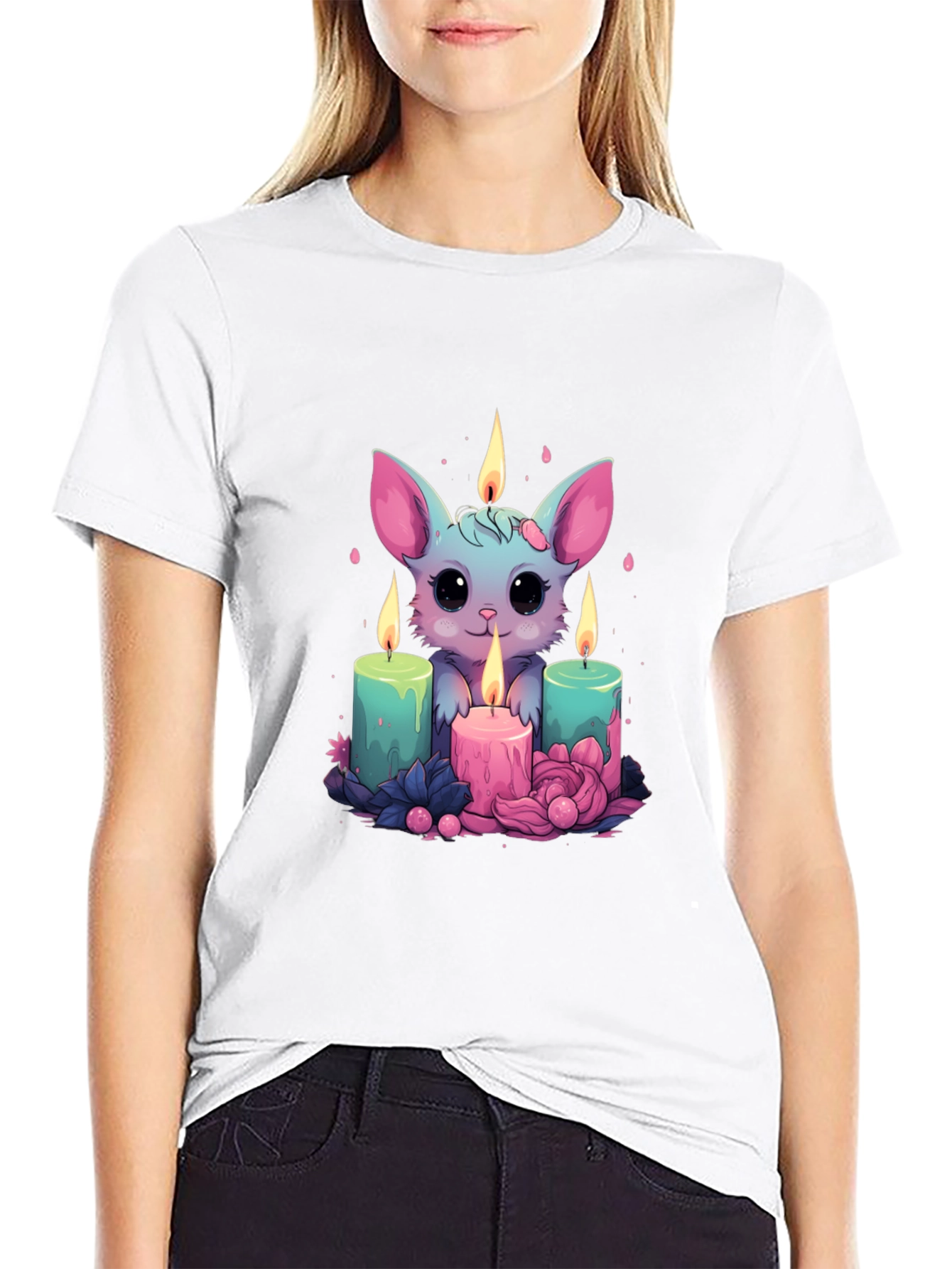 Cute Cartoon Bat Candlelight T-Shirt