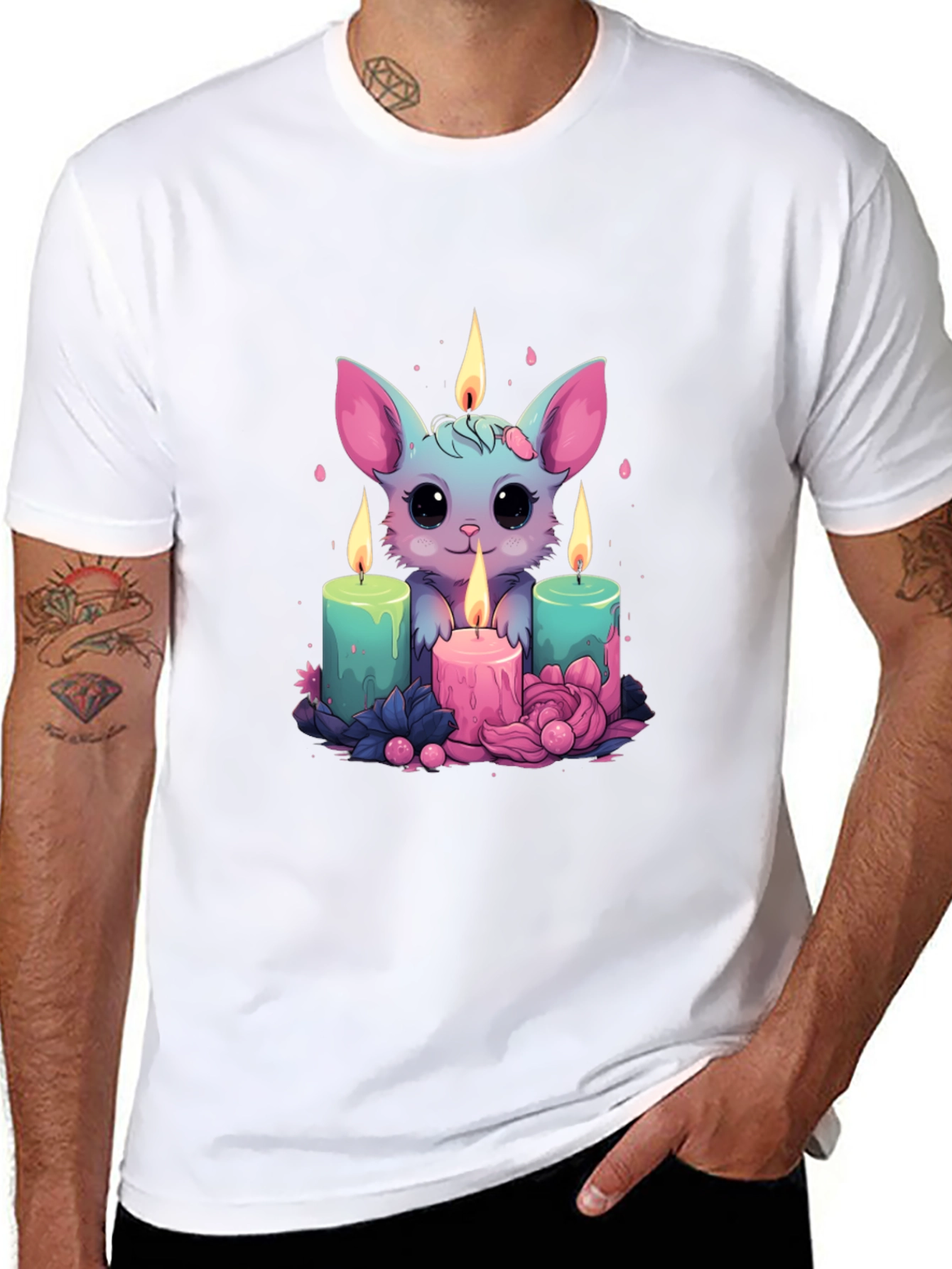 Cute Cartoon Bat Candlelight T-Shirt