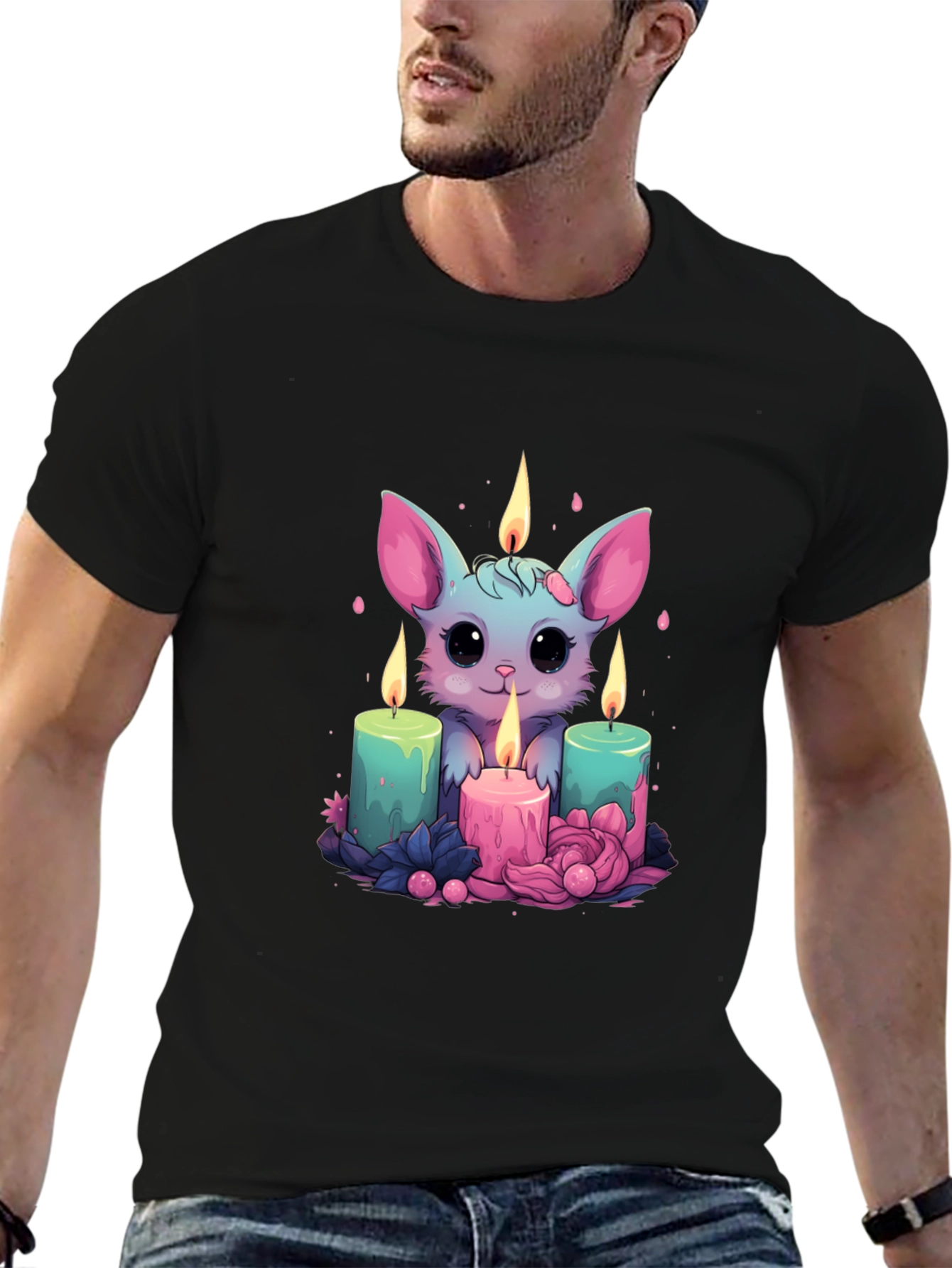 Cute Cartoon Bat Candlelight T-Shirt