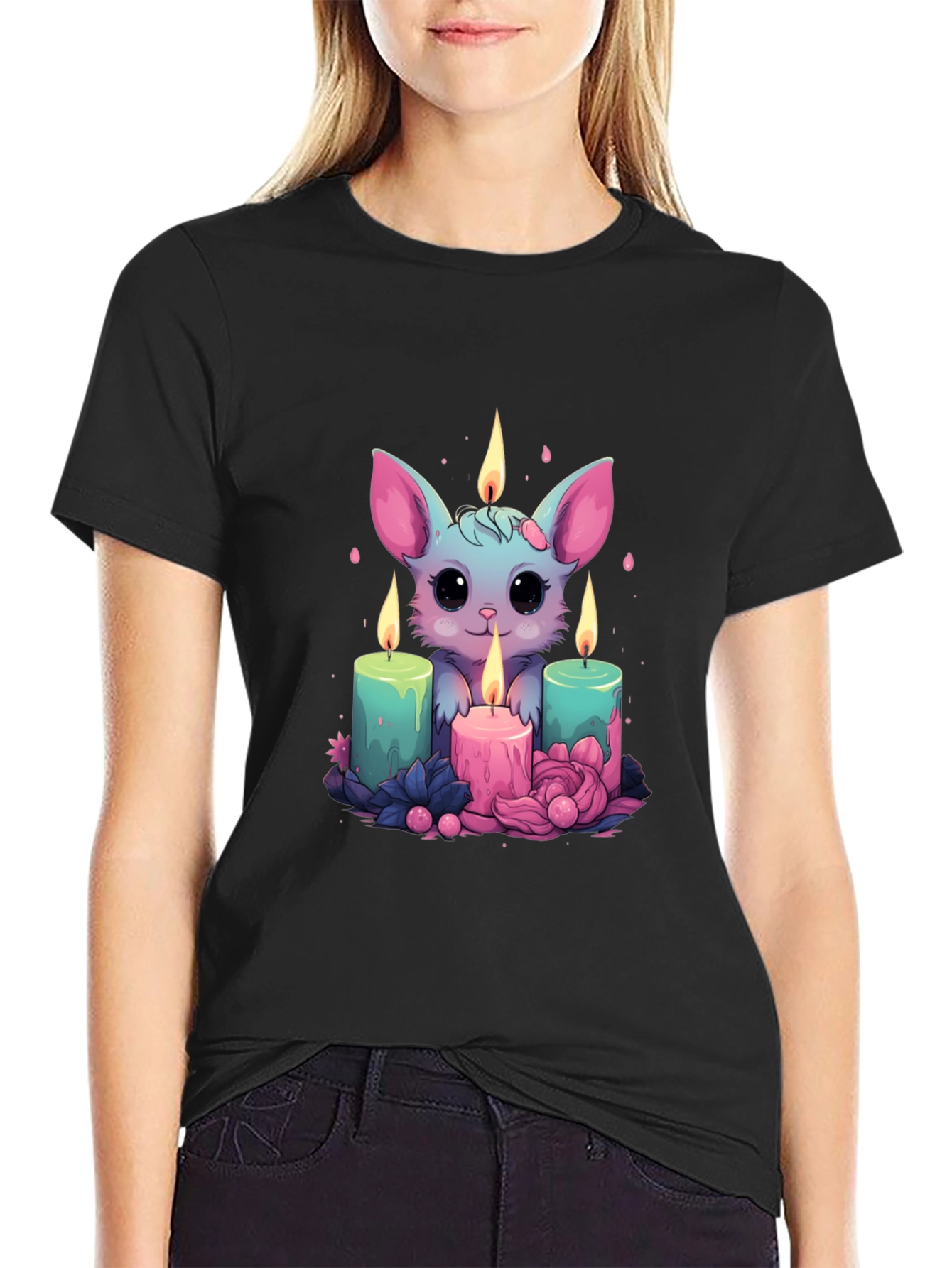 Cute Cartoon Bat Candlelight T-Shirt