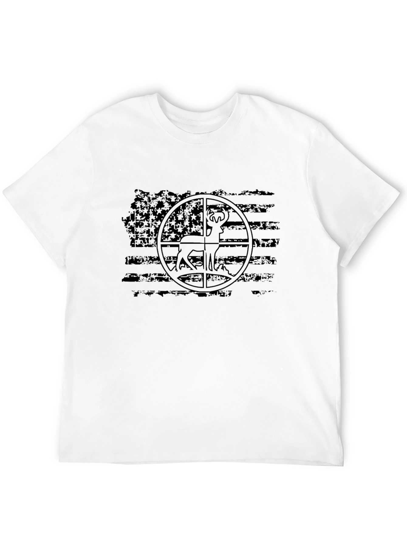 Distressed American Flag Deer Hunting T-Shirt