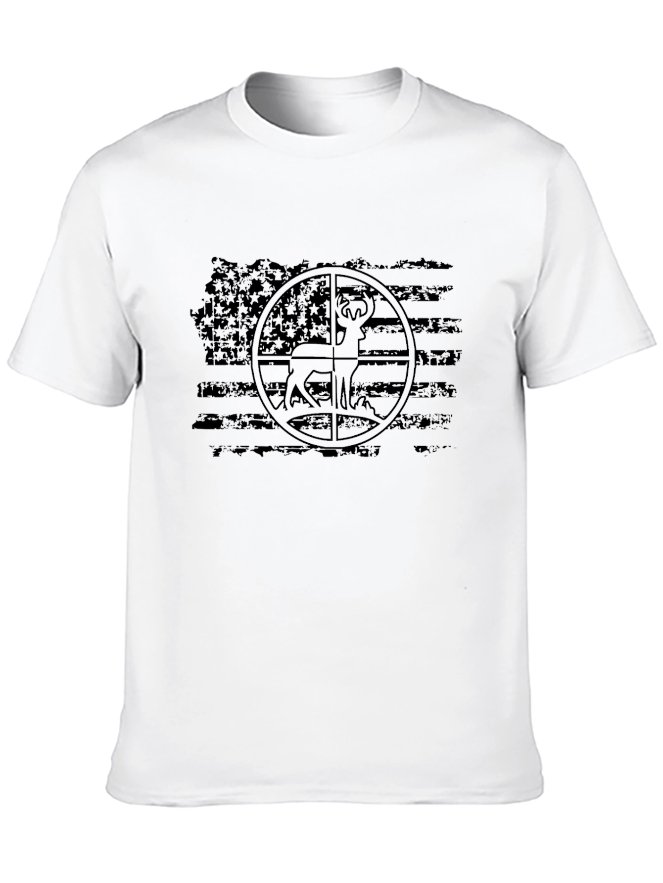 Distressed American Flag Deer Hunting T-Shirt