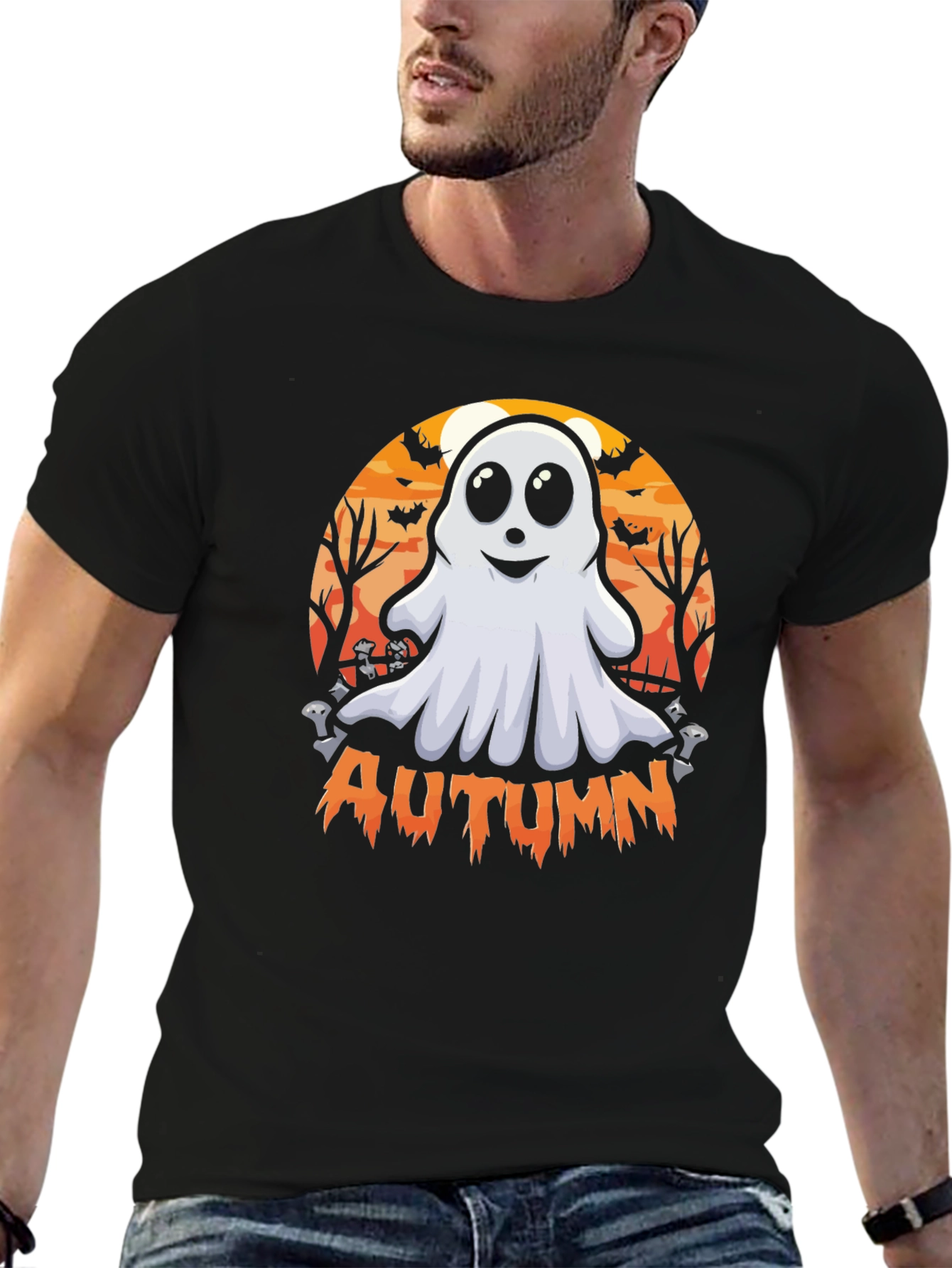 Autumn Ghost Graphic Tee - Halloween