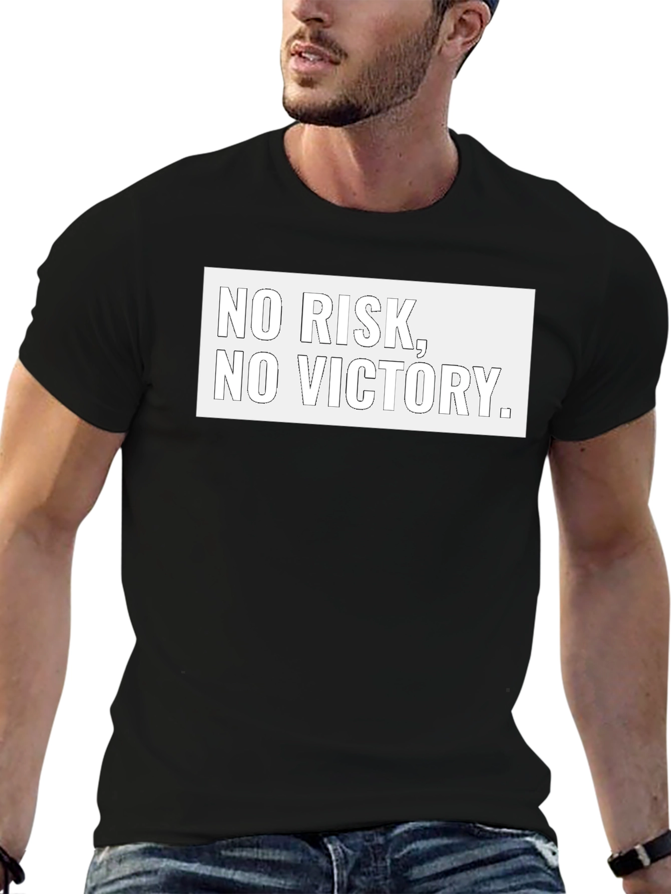 No Risk No Victory Black Graphic Tee