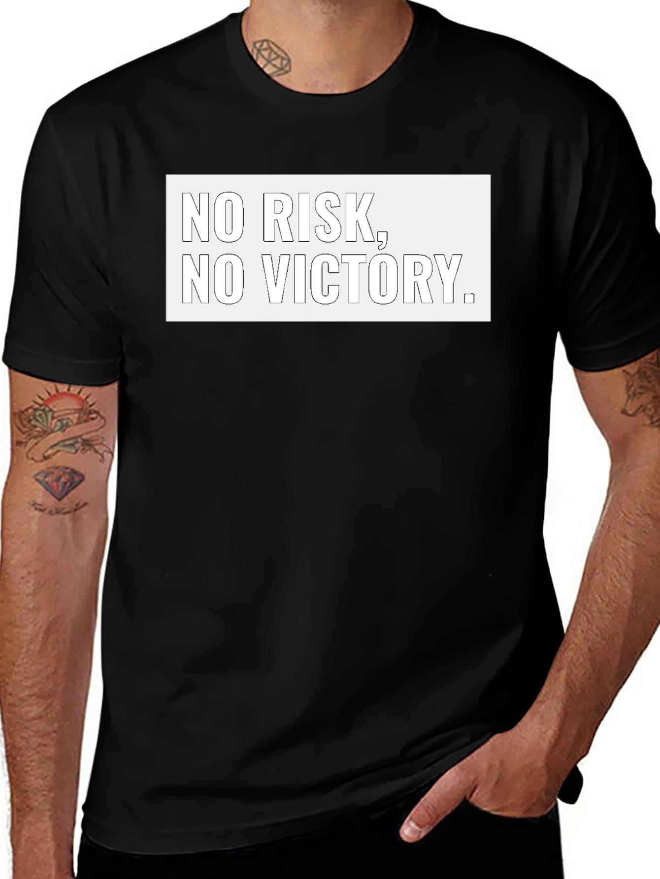 No Risk No Victory Black Graphic Tee