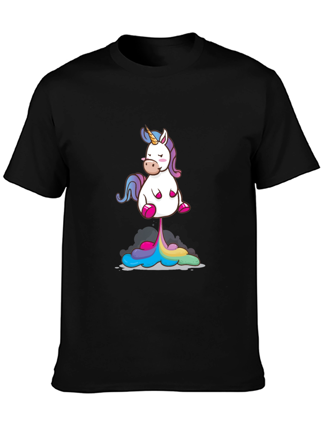 Unicorn Rainbow Poop Black T-Shirt