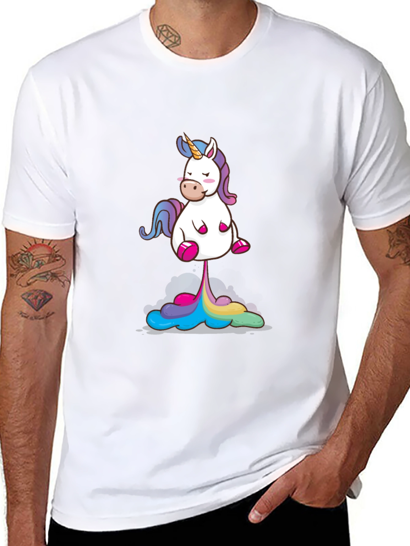 Unicorn Rainbow Poop Black T-Shirt