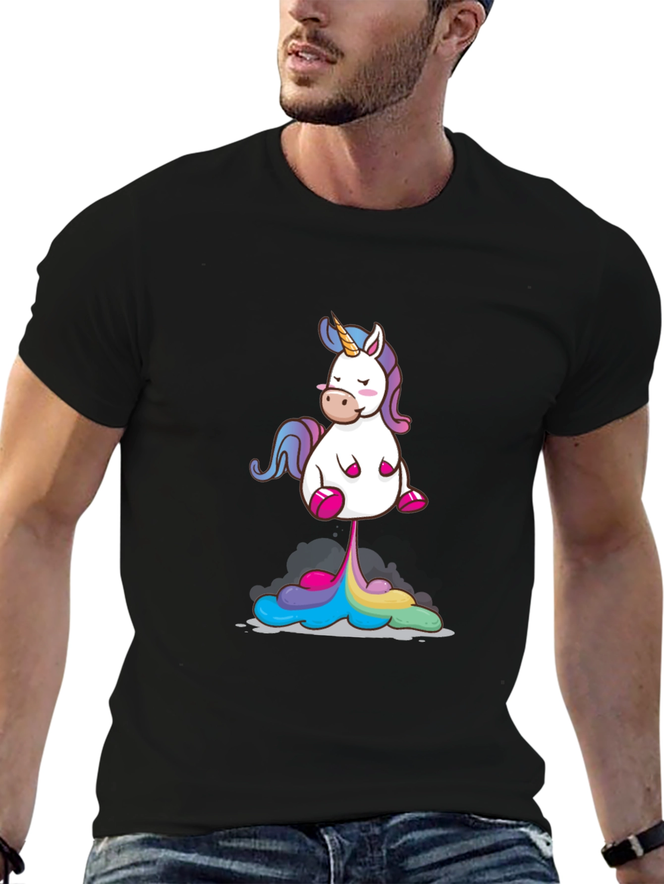 Unicorn Rainbow Poop Black T-Shirt