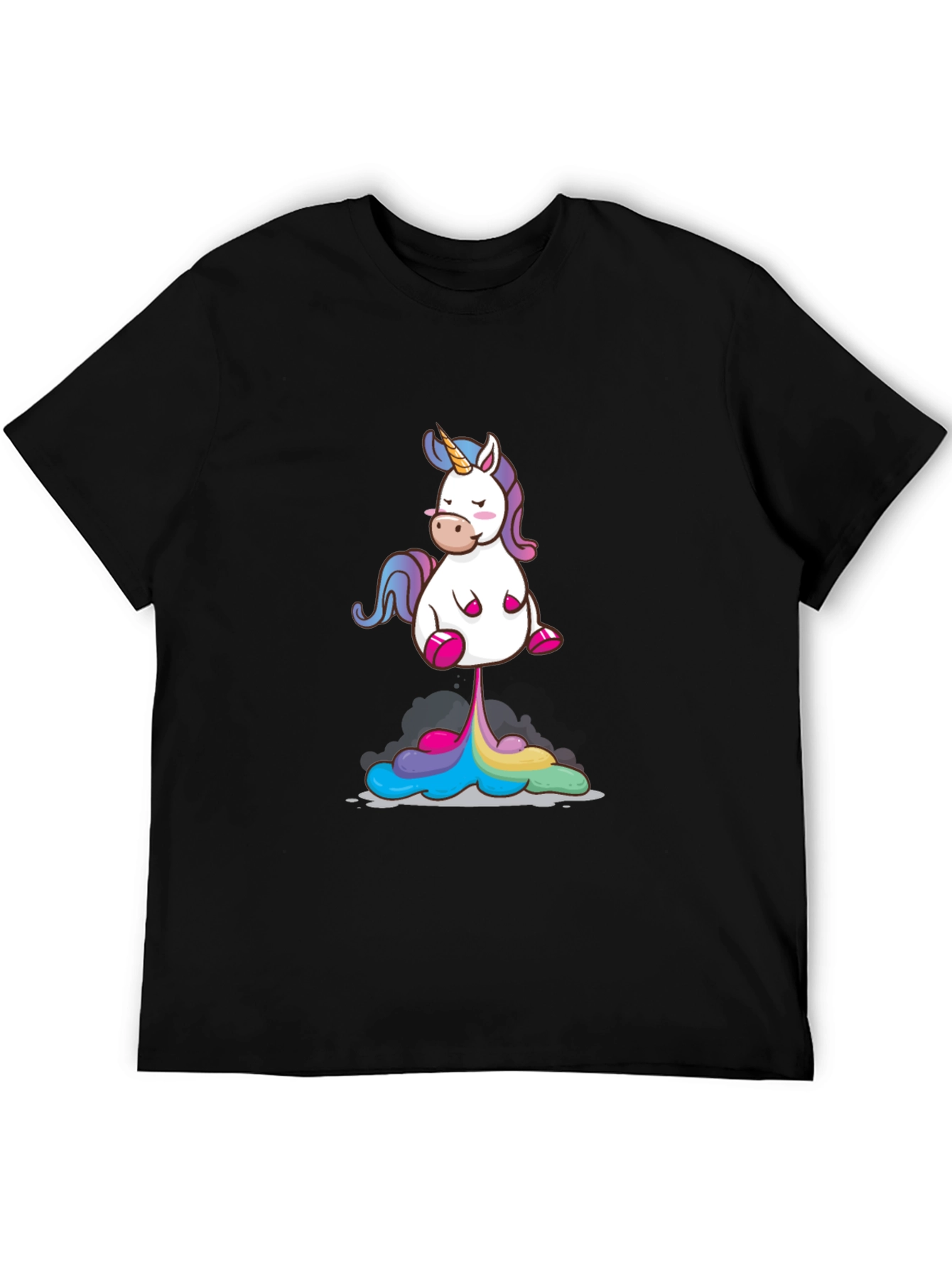 Unicorn Rainbow Poop Black T-Shirt