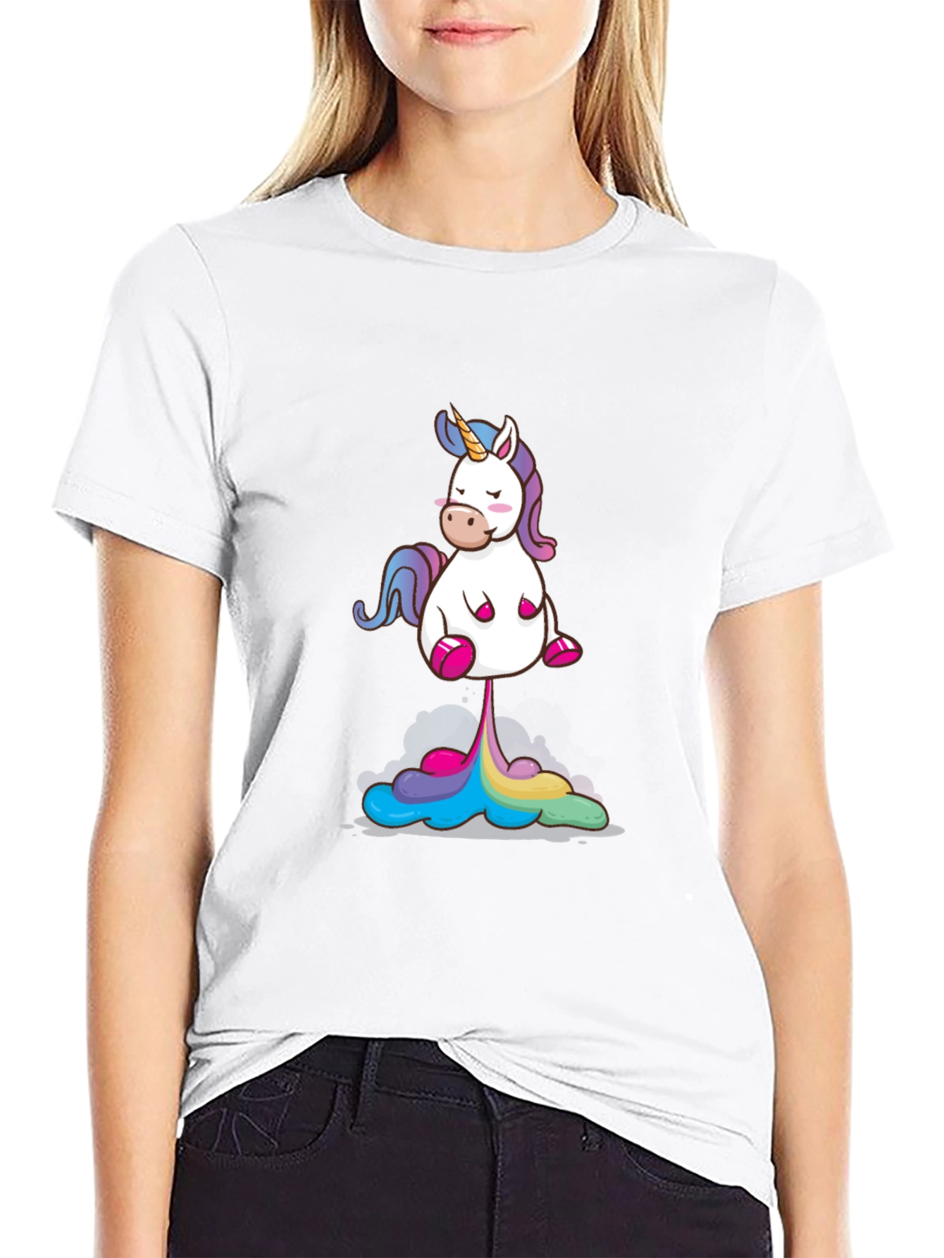 Unicorn Rainbow Poop Black T-Shirt