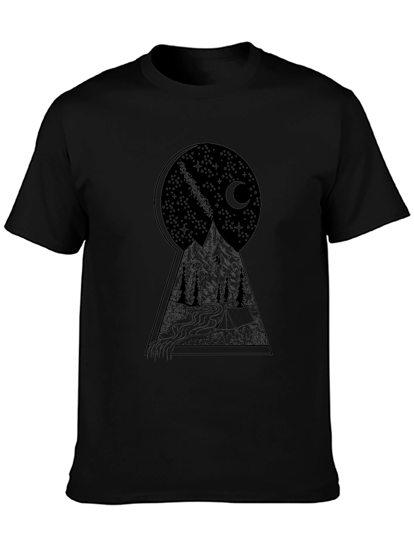 Mountain Nightscape Graphic Tee - Stylish Black T-Shirt