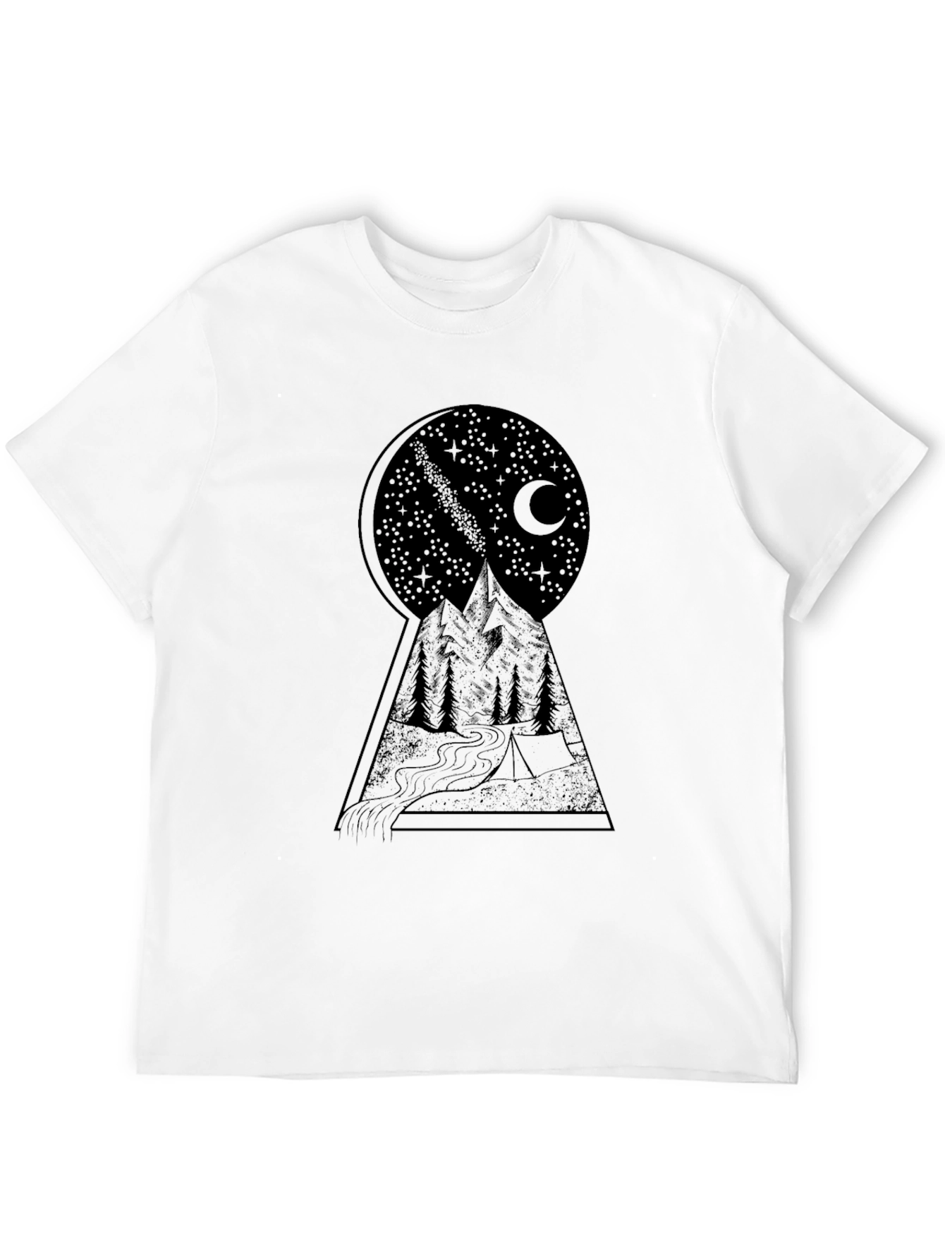 Mountain Nightscape Graphic Tee - Stylish Black T-Shirt