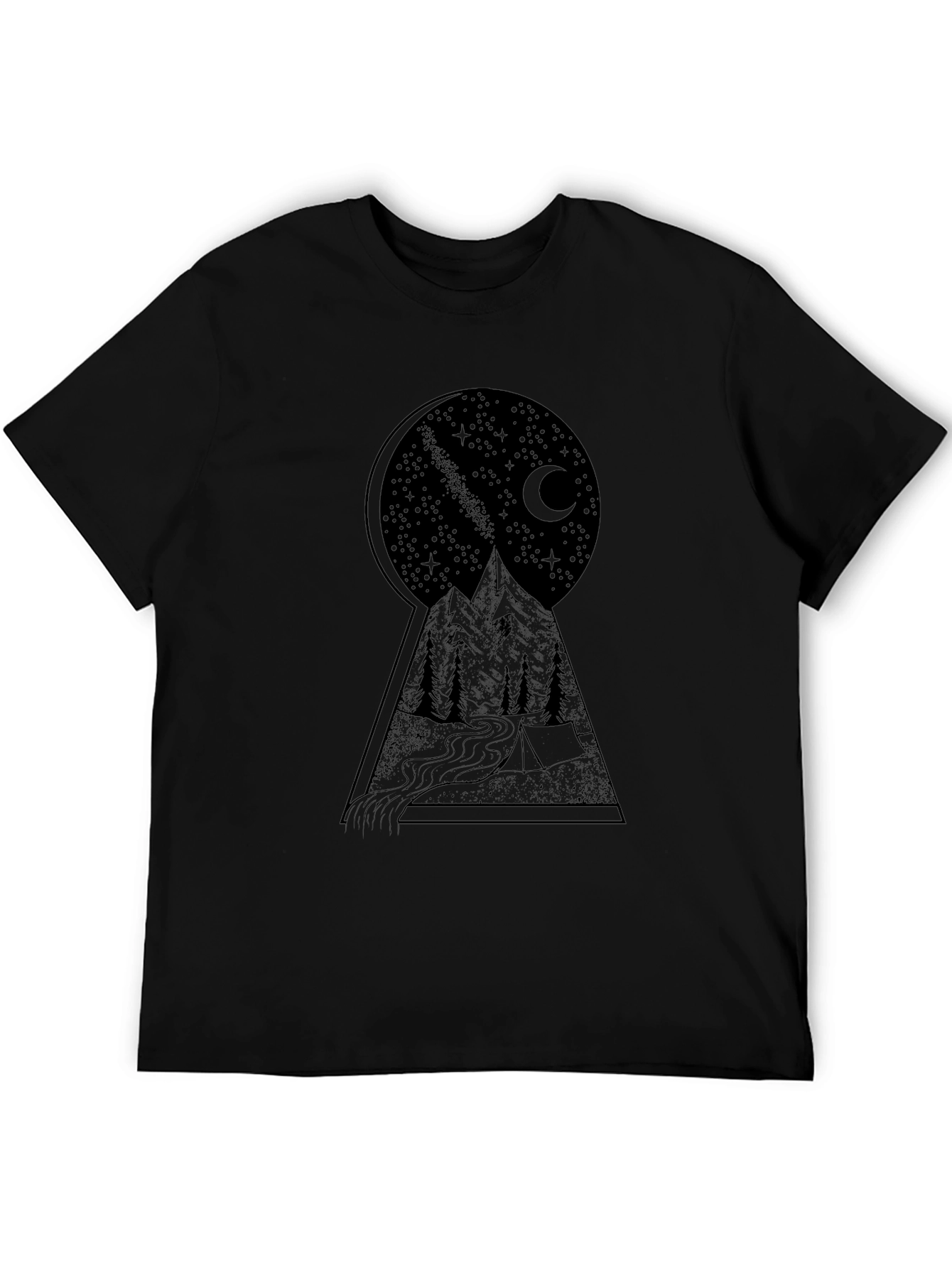 Mountain Nightscape Graphic Tee - Stylish Black T-Shirt