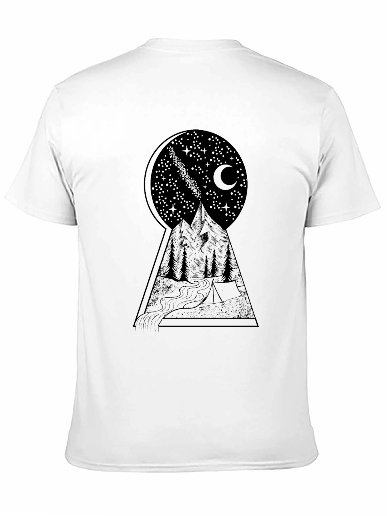 Mountain Nightscape Graphic Tee - Stylish Black T-Shirt