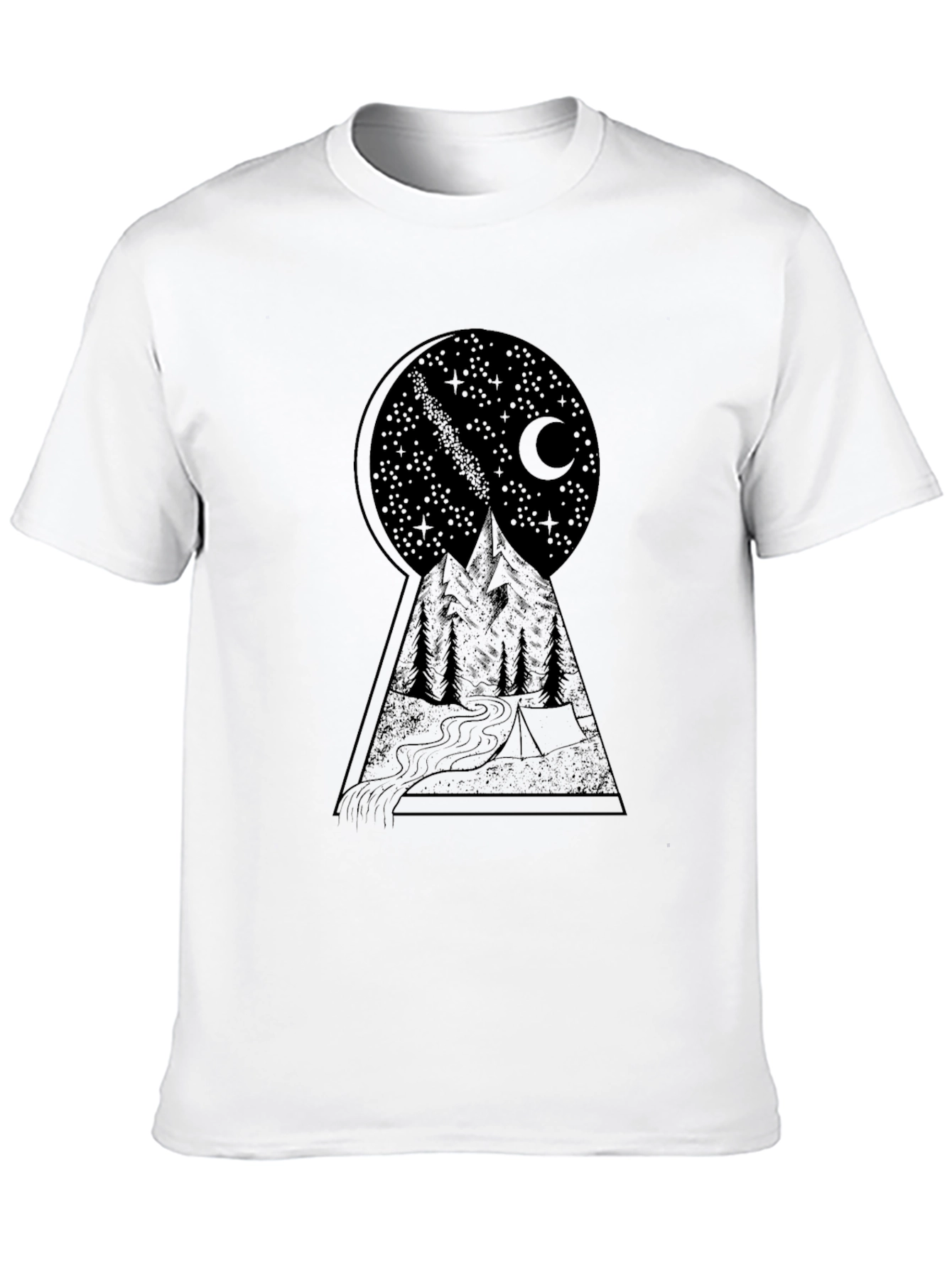 Mountain Nightscape Graphic Tee - Stylish Black T-Shirt