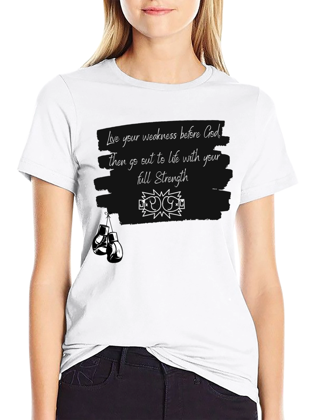 Motivational Strength T-Shirt - Boxing Gloves Design