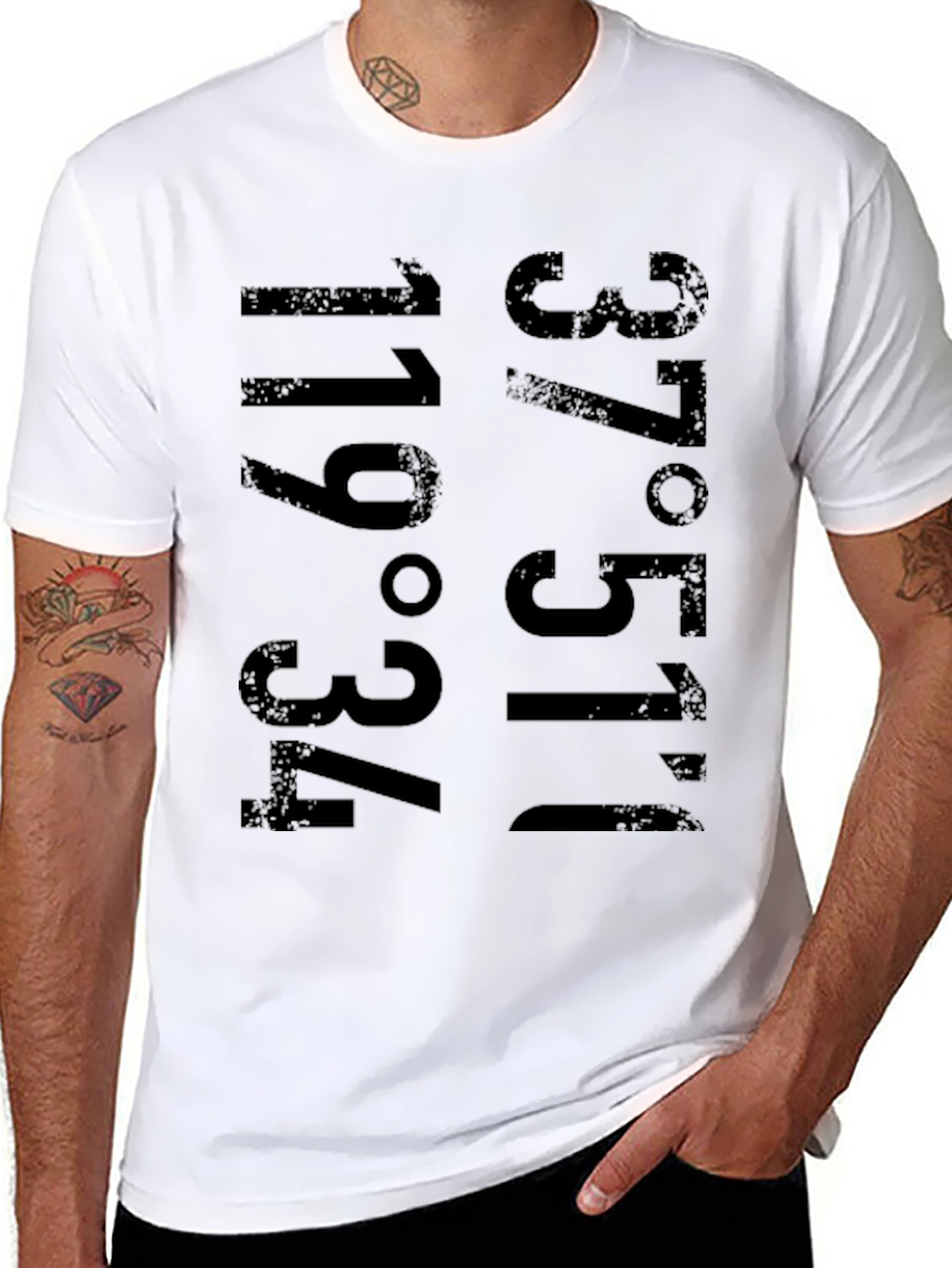 Latitude Longitude Graphic Tee - Black