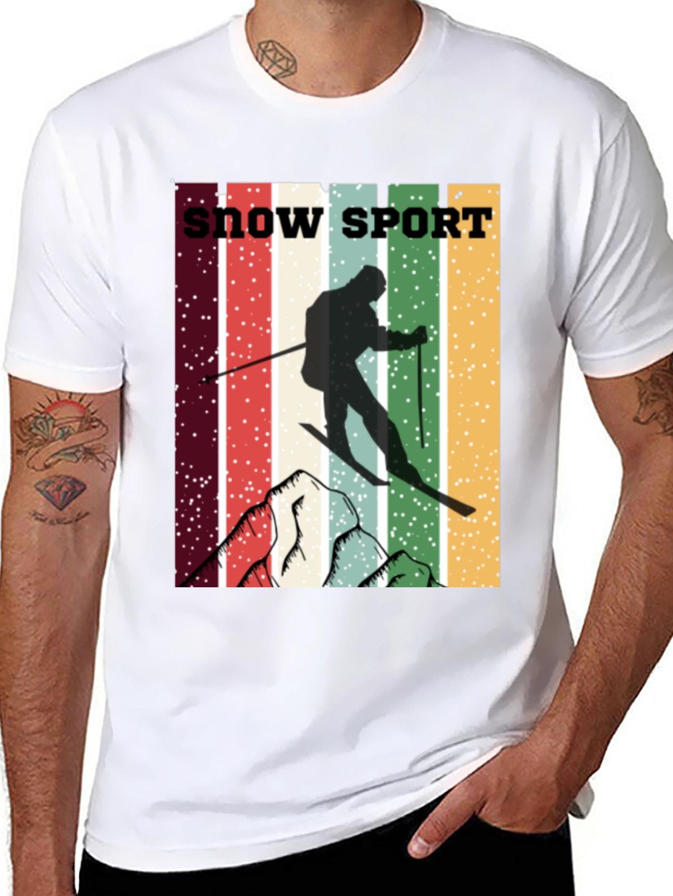Retro Snow Sport T-Shirt - Skiing Adventure Tee
