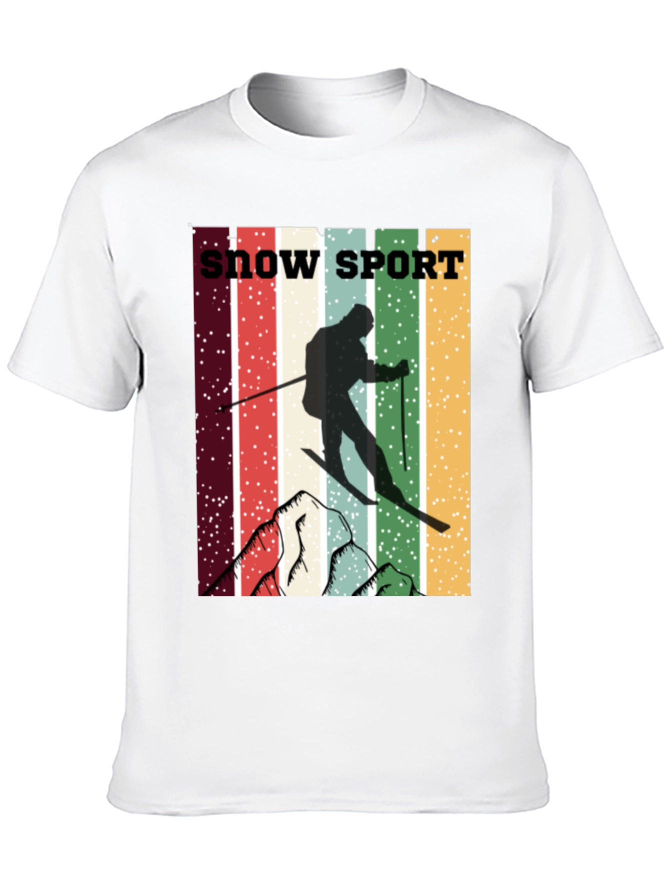 Retro Snow Sport T-Shirt - Skiing Adventure Tee