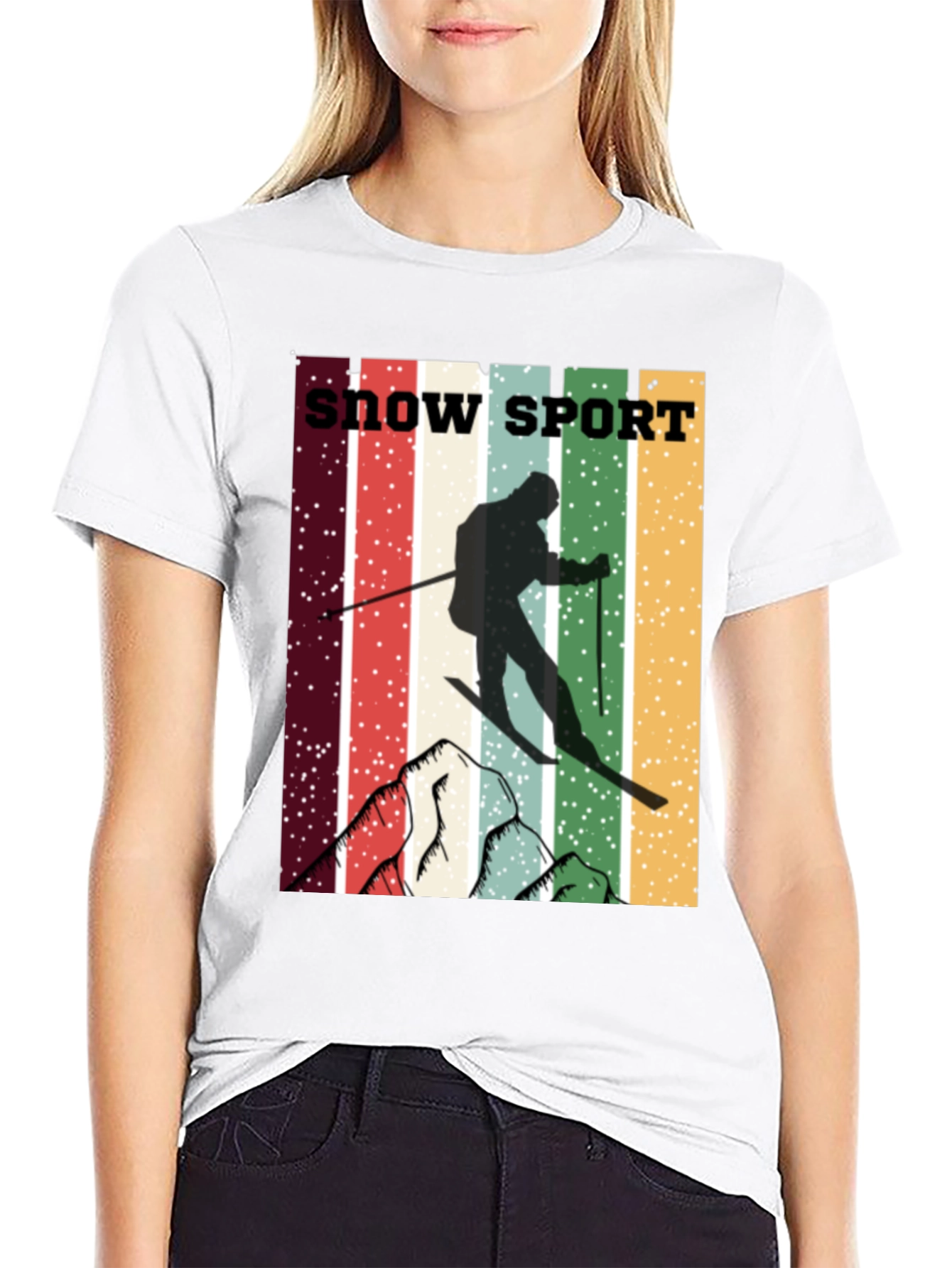 Retro Snow Sport T-Shirt - Skiing Adventure Tee