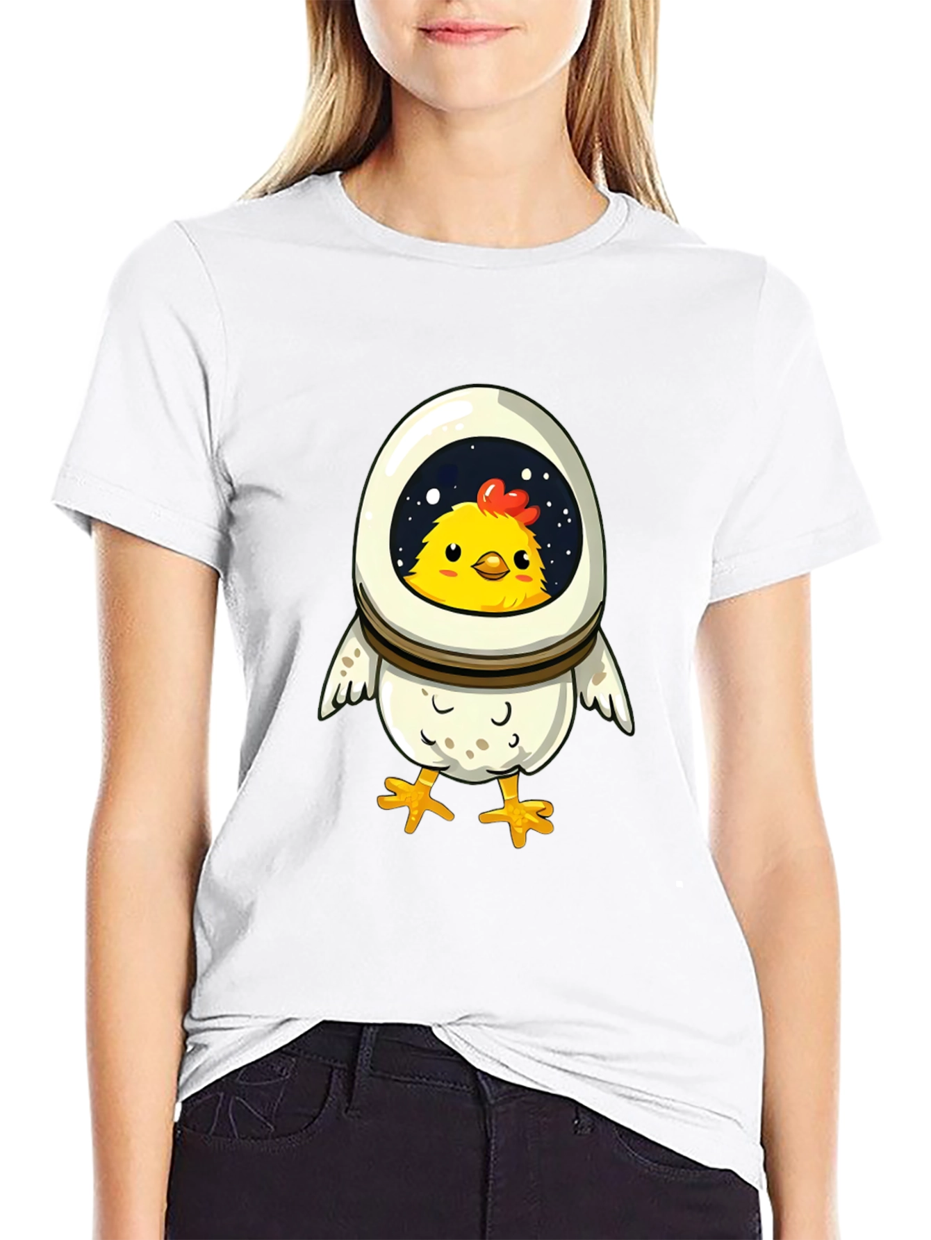 Astronaut Chicken T-Shirt - Fun Space Design