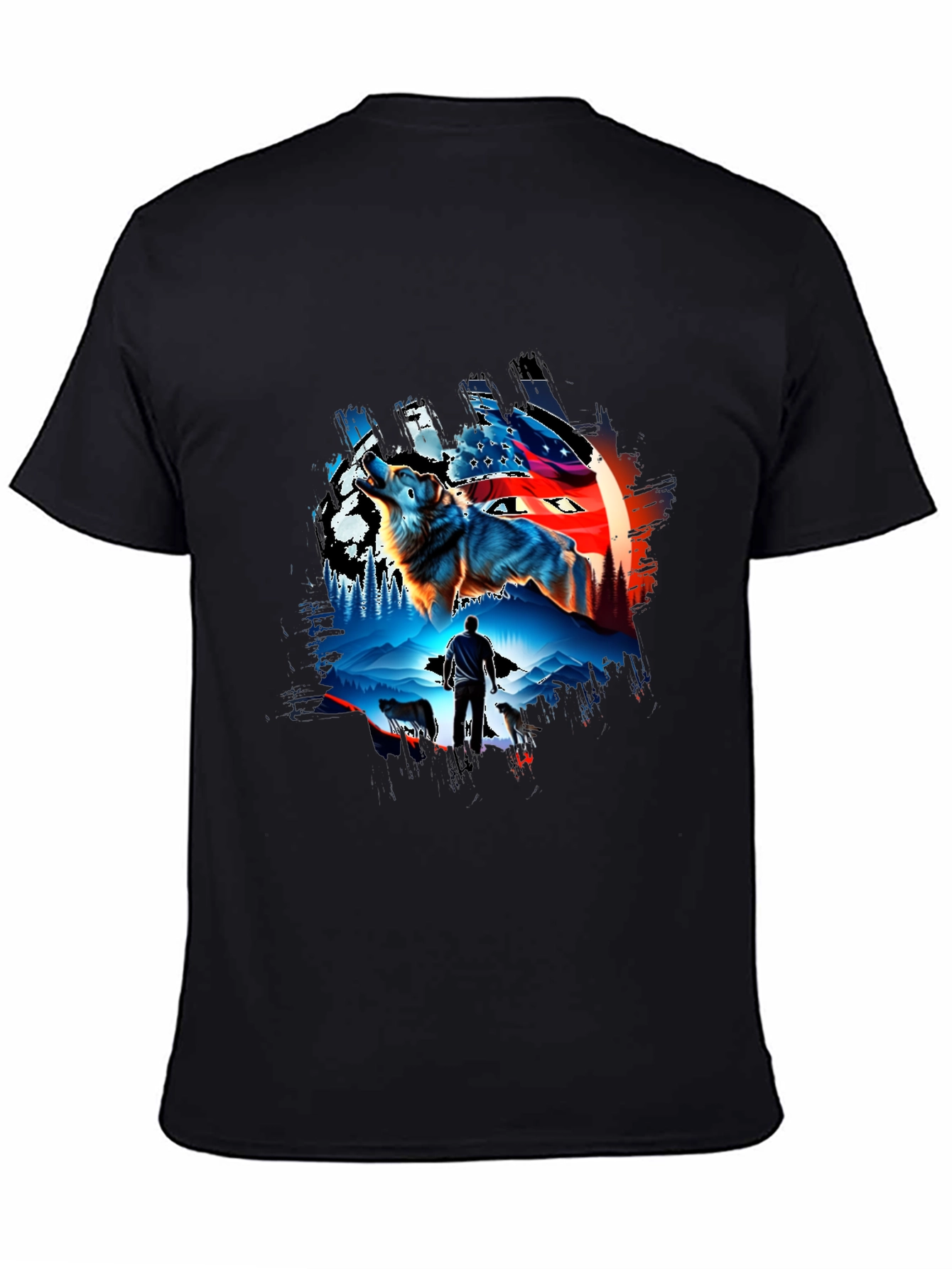 Wolf Pack Graphic T-Shirt - Mens Black Tee
