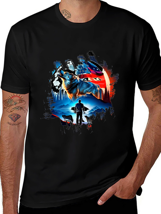 Wolf Pack Graphic T-Shirt - Mens Black Tee