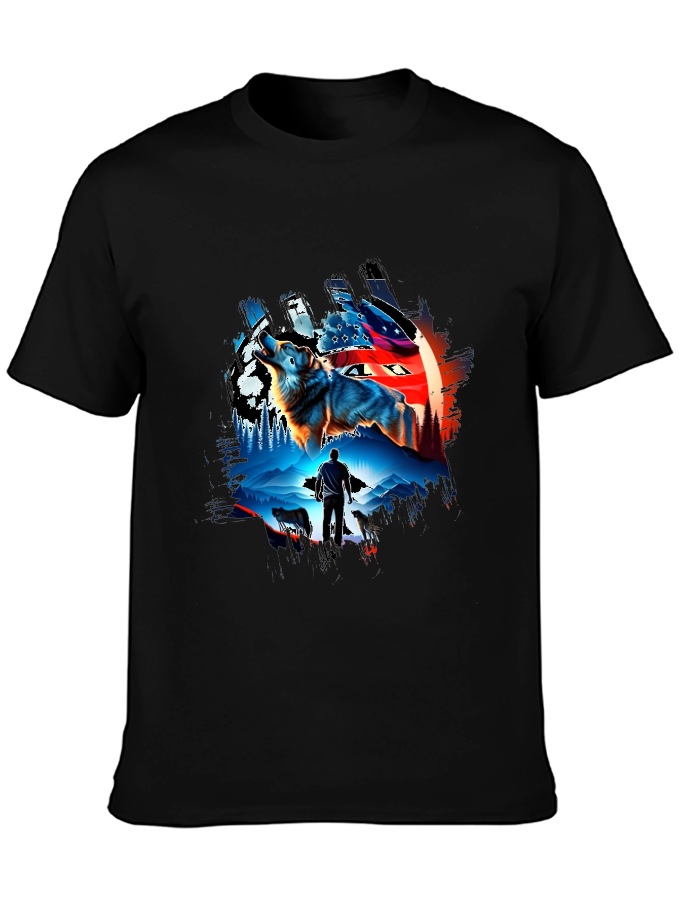 Wolf Pack Graphic T-Shirt - Mens Black Tee