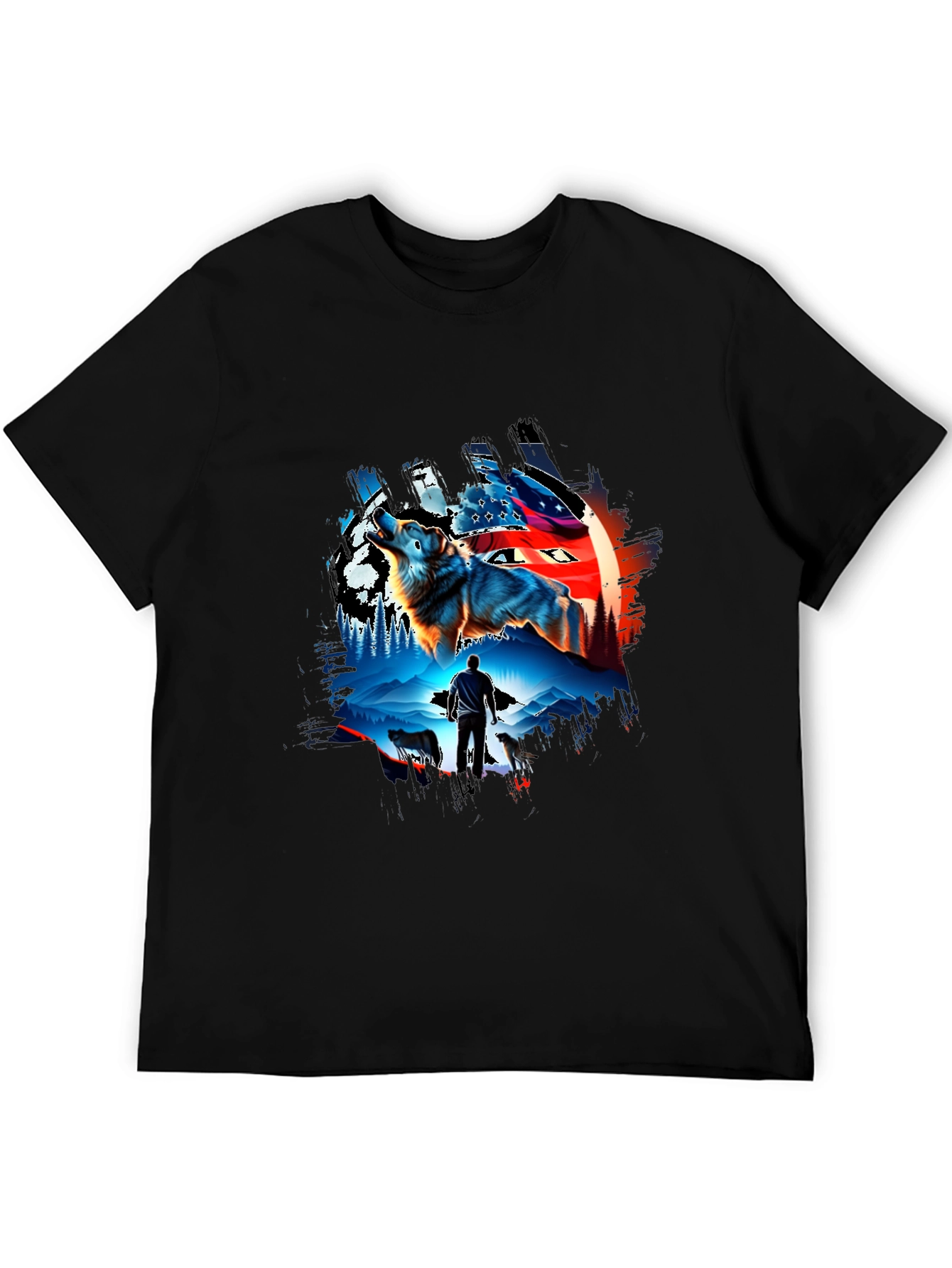 Wolf Pack Graphic T-Shirt - Mens Black Tee