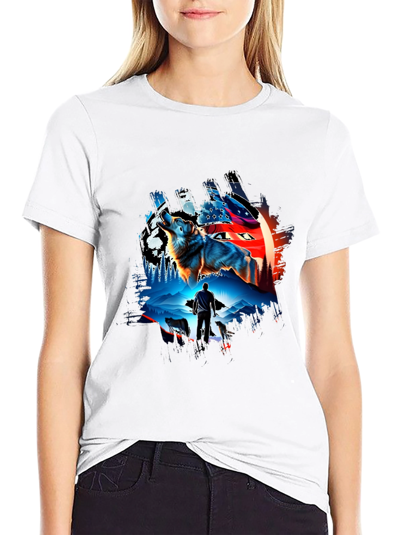 Wolf Pack Graphic T-Shirt - Mens Black Tee