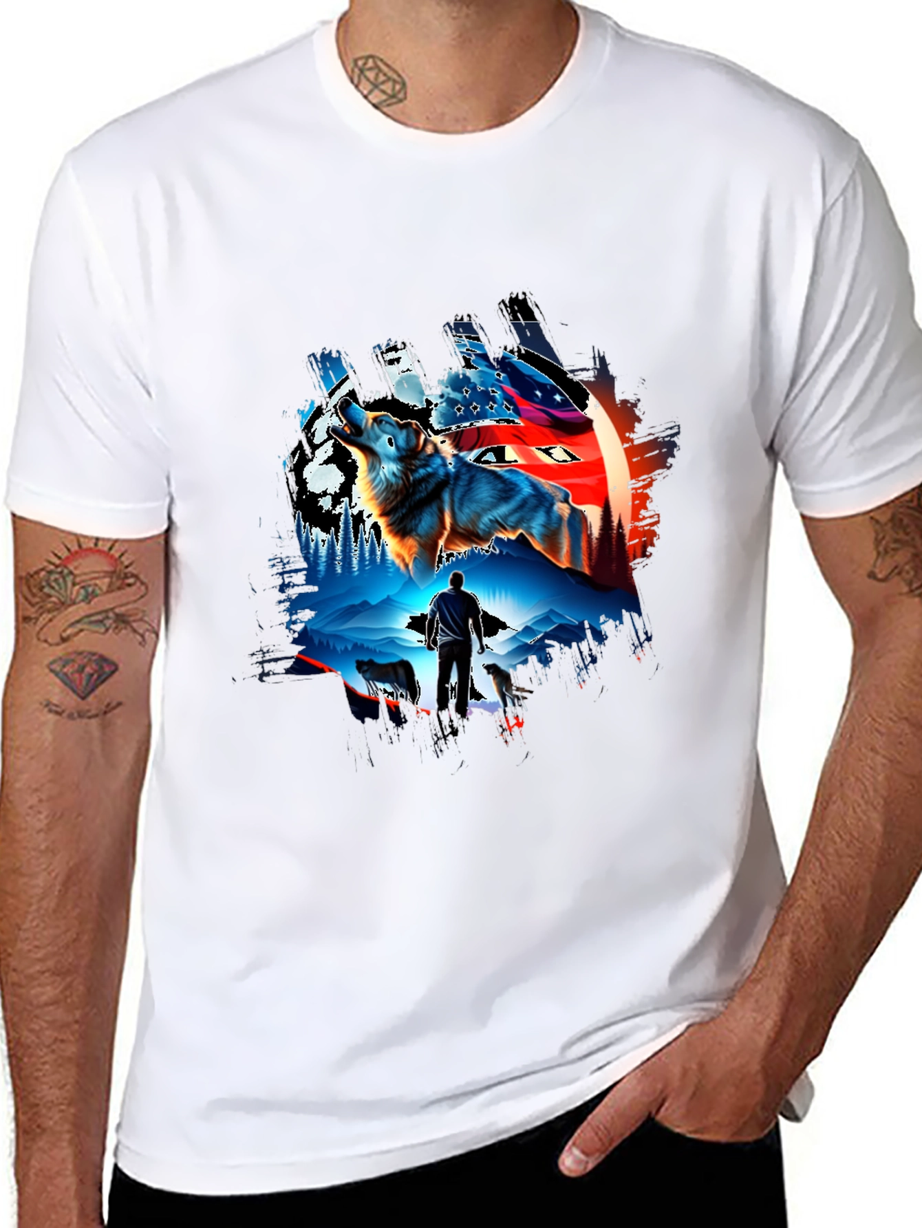 Wolf Pack Graphic T-Shirt - Mens Black Tee
