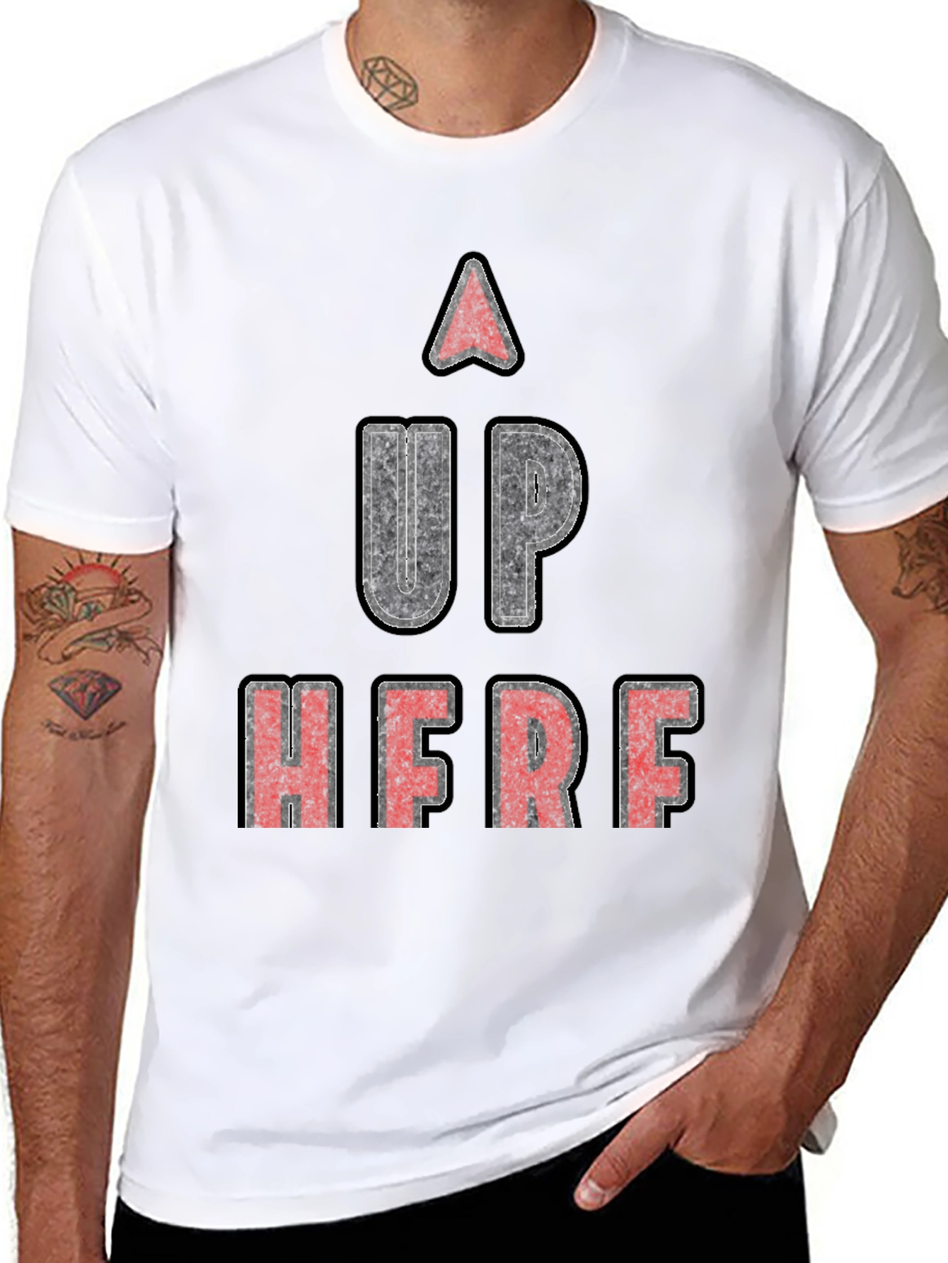 Up Here Graphic Tee - Novelty Humor T-Shirt