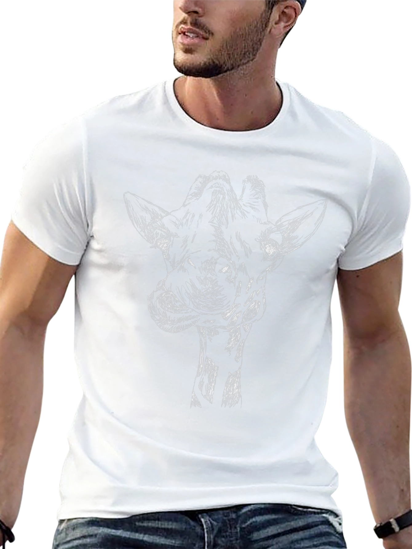 Giraffe Sketch Graphic Tee - Mens Black T-Shirt