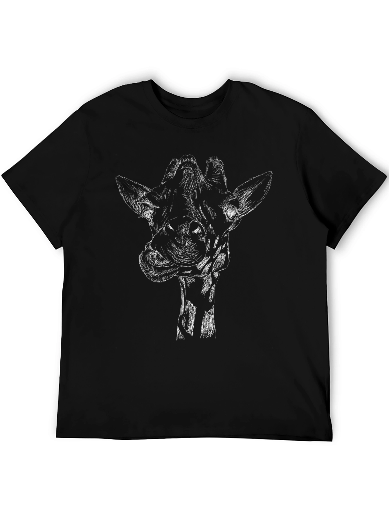 Giraffe Sketch Graphic Tee - Mens Black T-Shirt