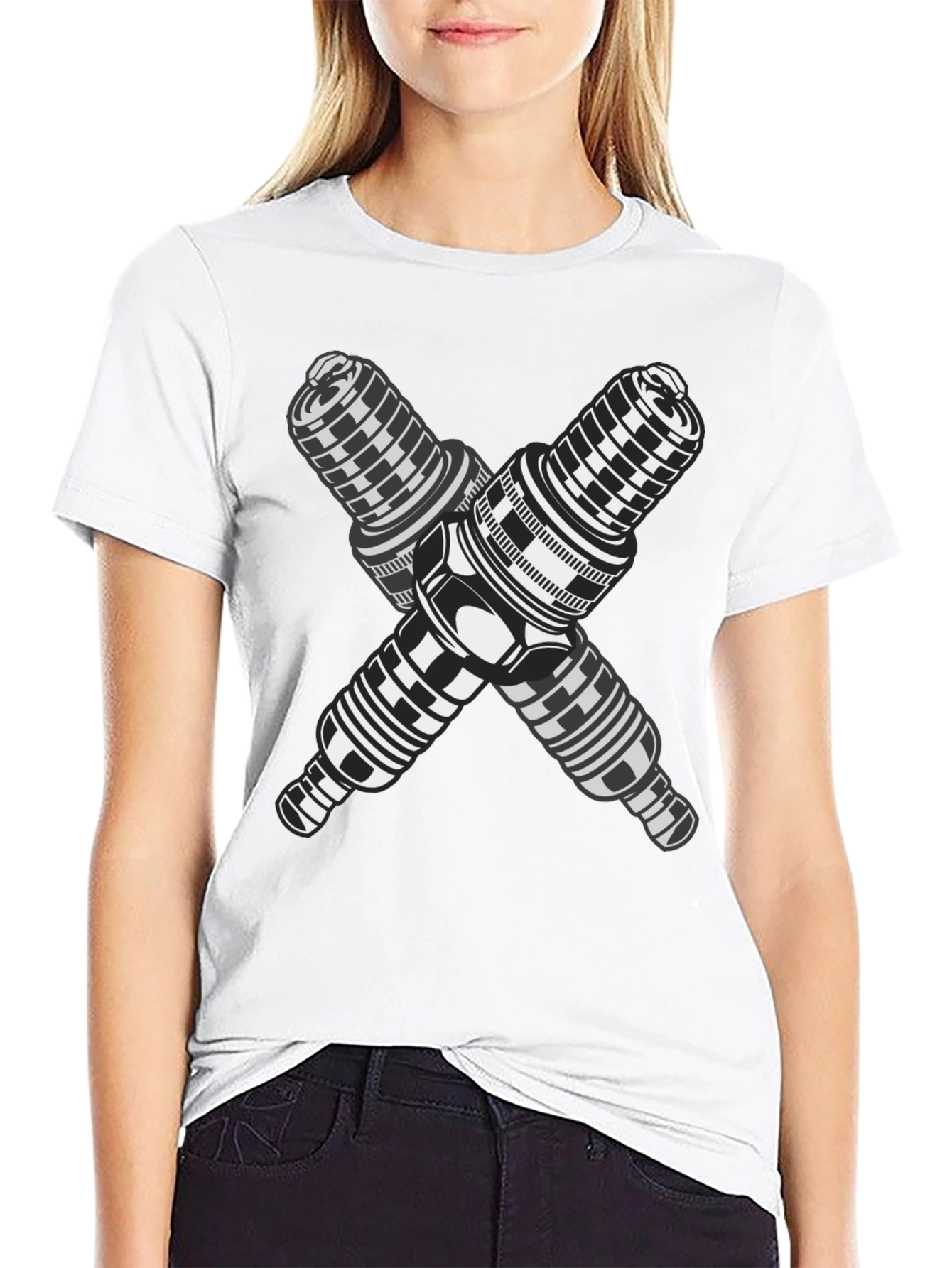 Crossed Spark Plugs Graphic T-Shirt