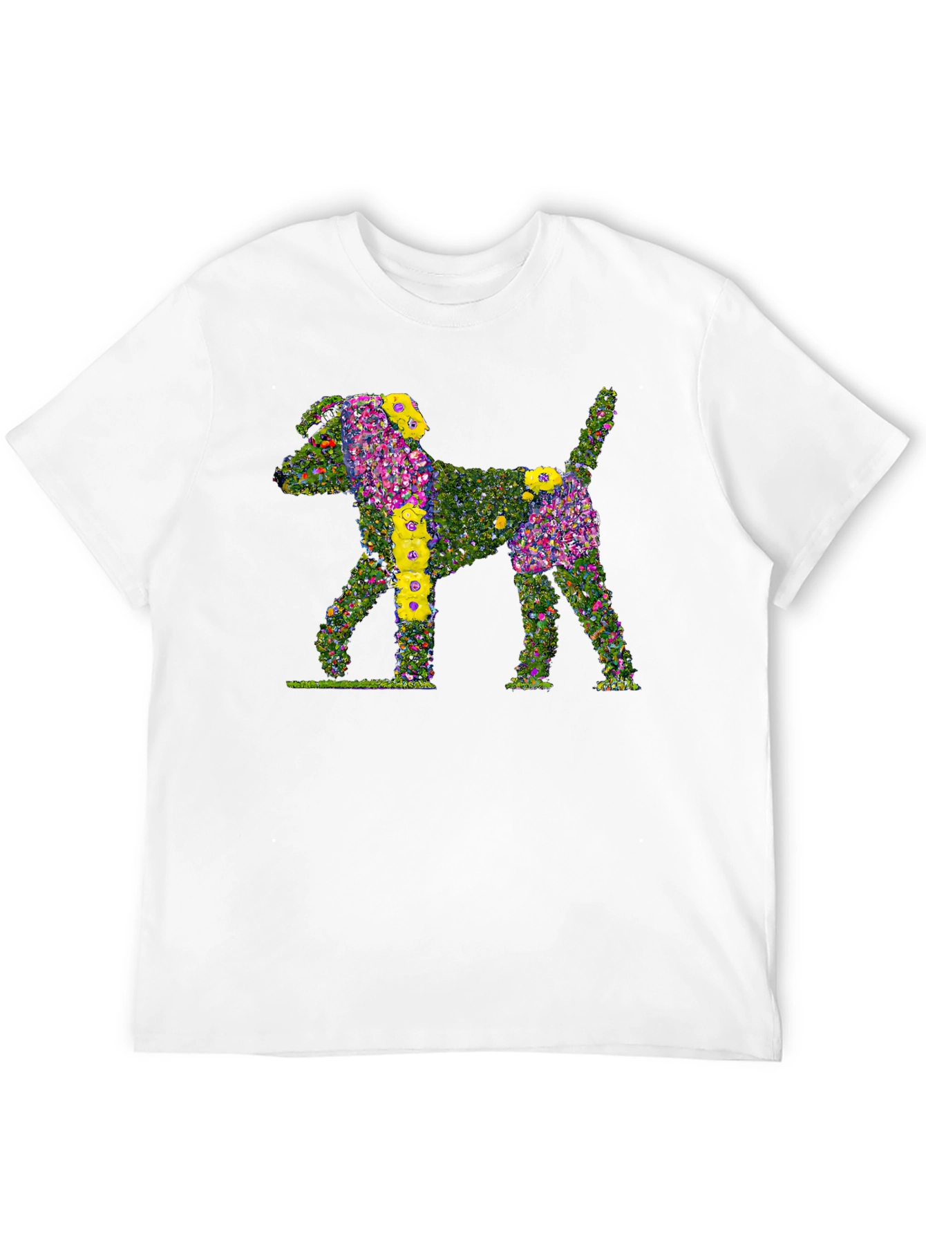 Floral Dog Print Black T-Shirt