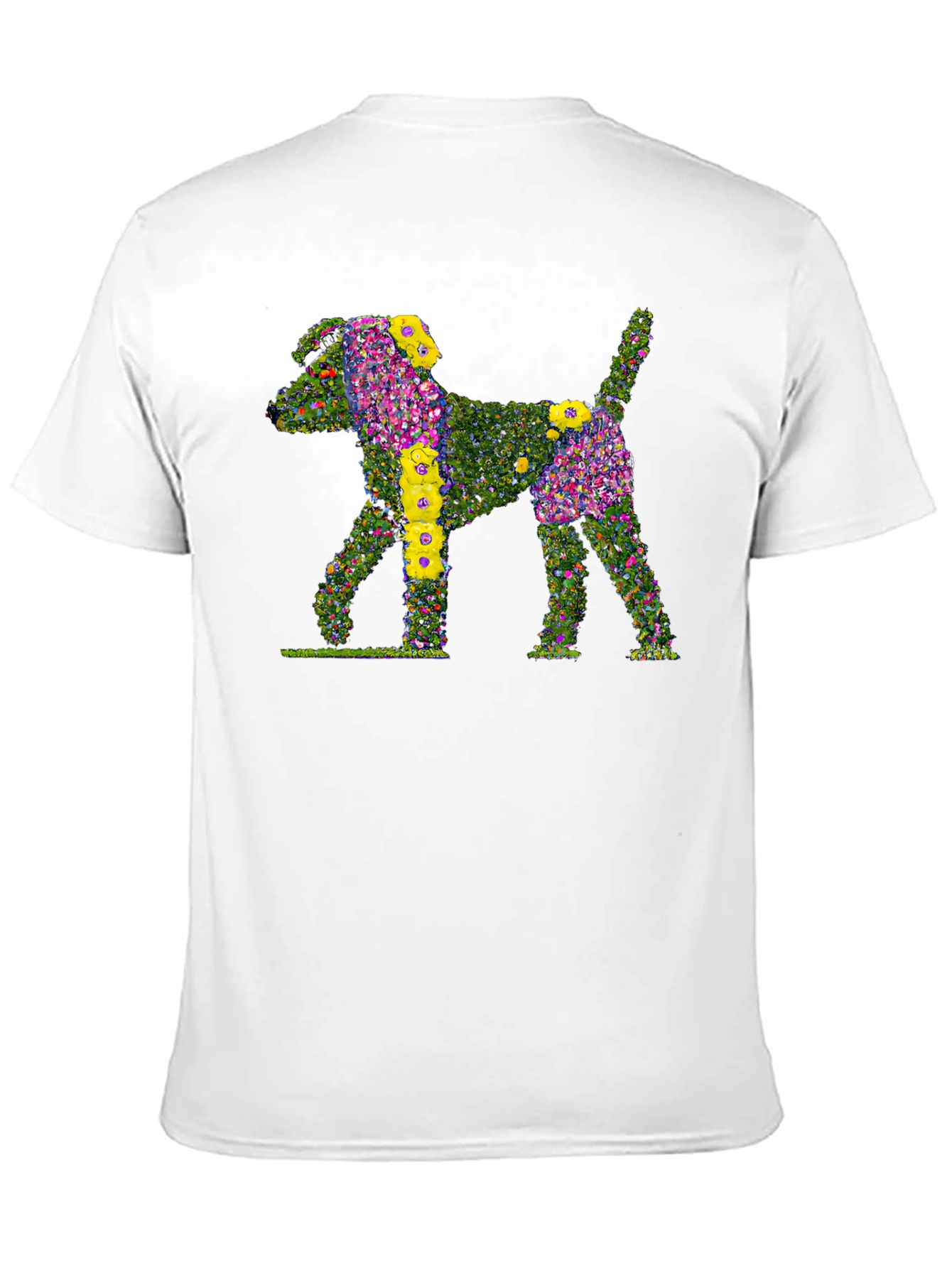 Floral Dog Print Black T-Shirt