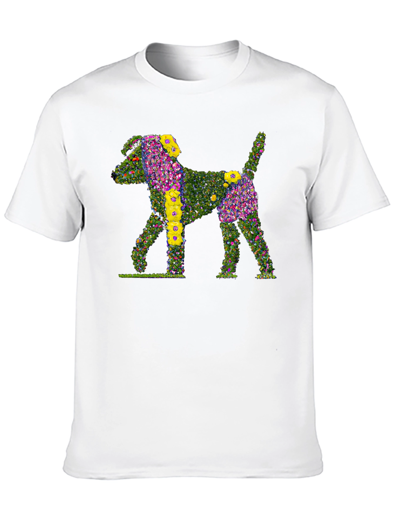 Floral Dog Print Black T-Shirt
