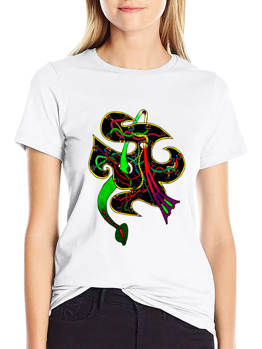 Abstract Snake Design Black T-Shirt