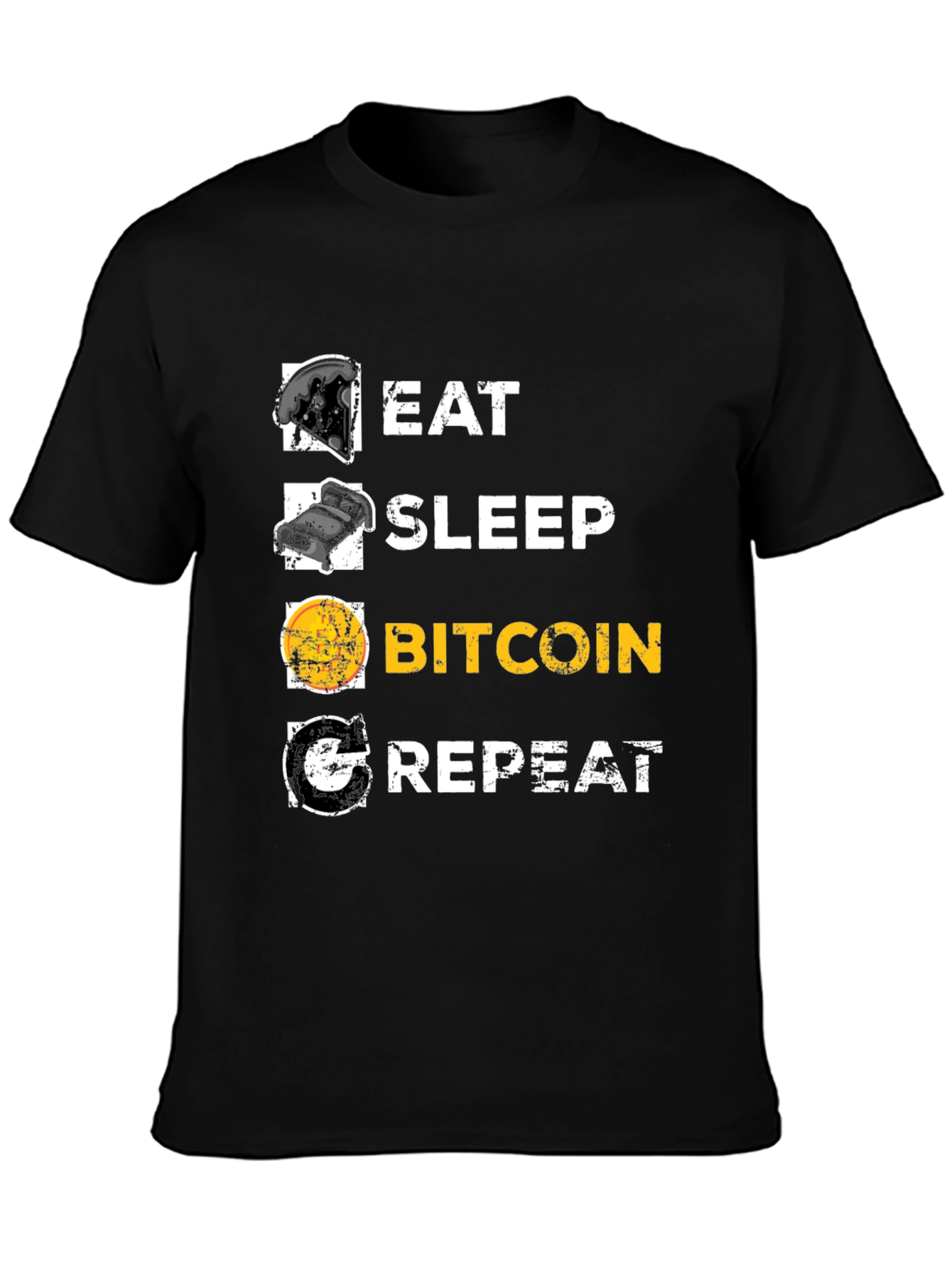 Eat Sleep Bitcoin Repeat Graphic Tee - Crypto T-Shirt
