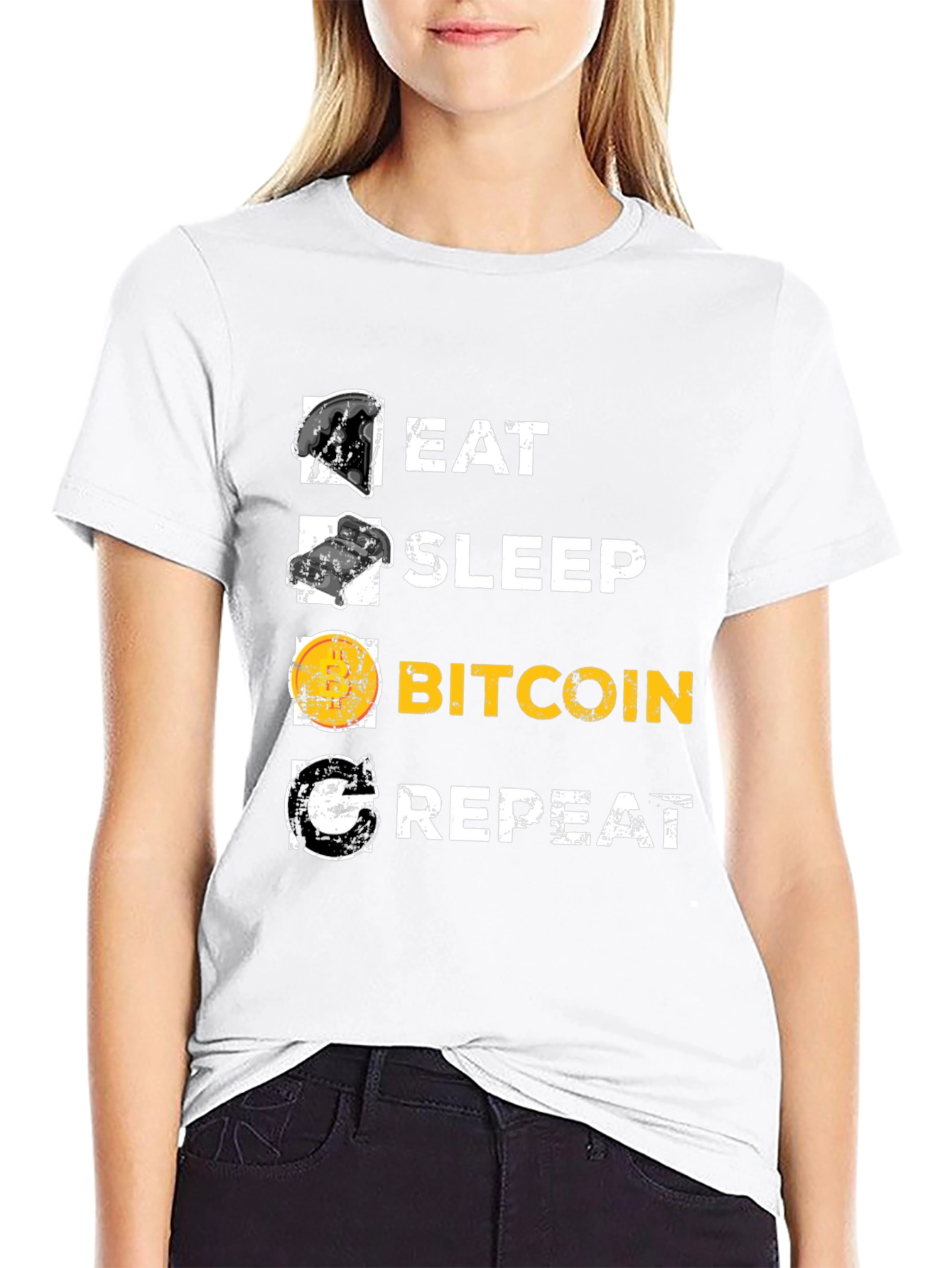 Eat Sleep Bitcoin Repeat Graphic Tee - Crypto T-Shirt