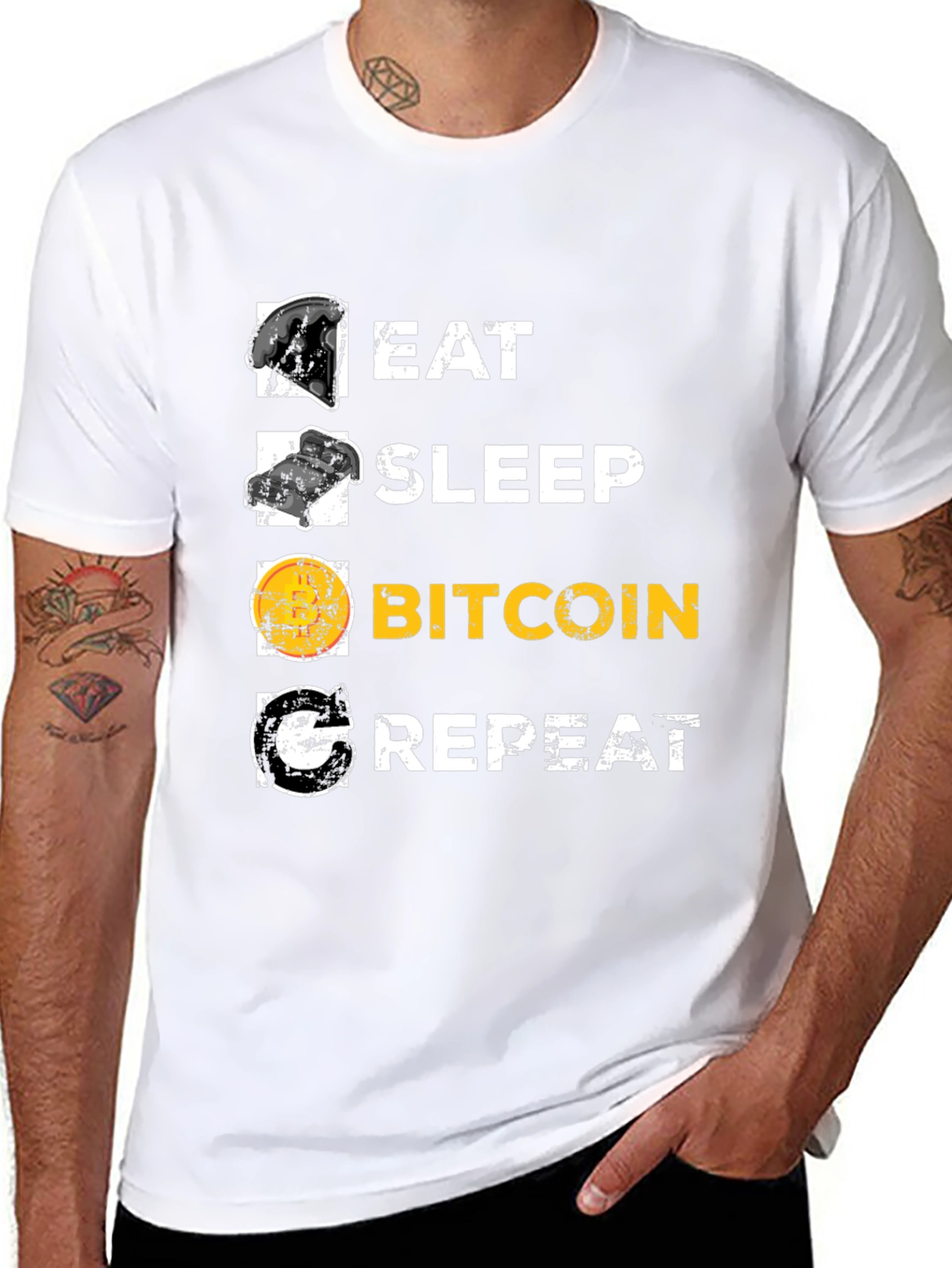 Eat Sleep Bitcoin Repeat Graphic Tee - Crypto T-Shirt