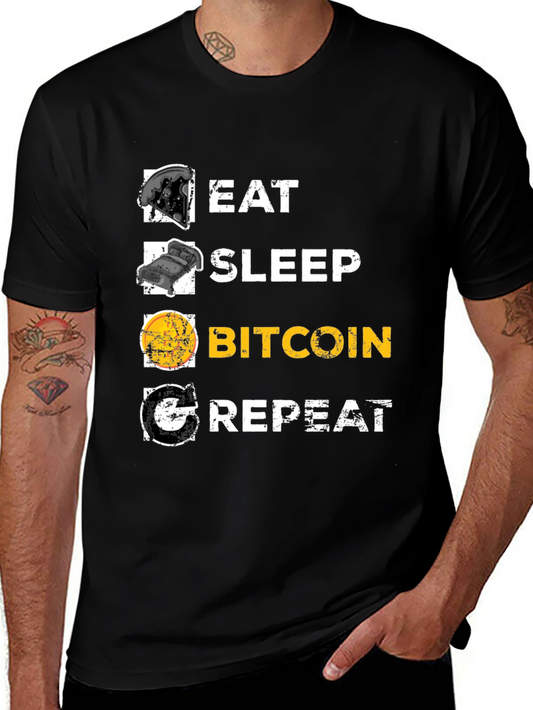 Eat Sleep Bitcoin Repeat Graphic Tee - Crypto T-Shirt