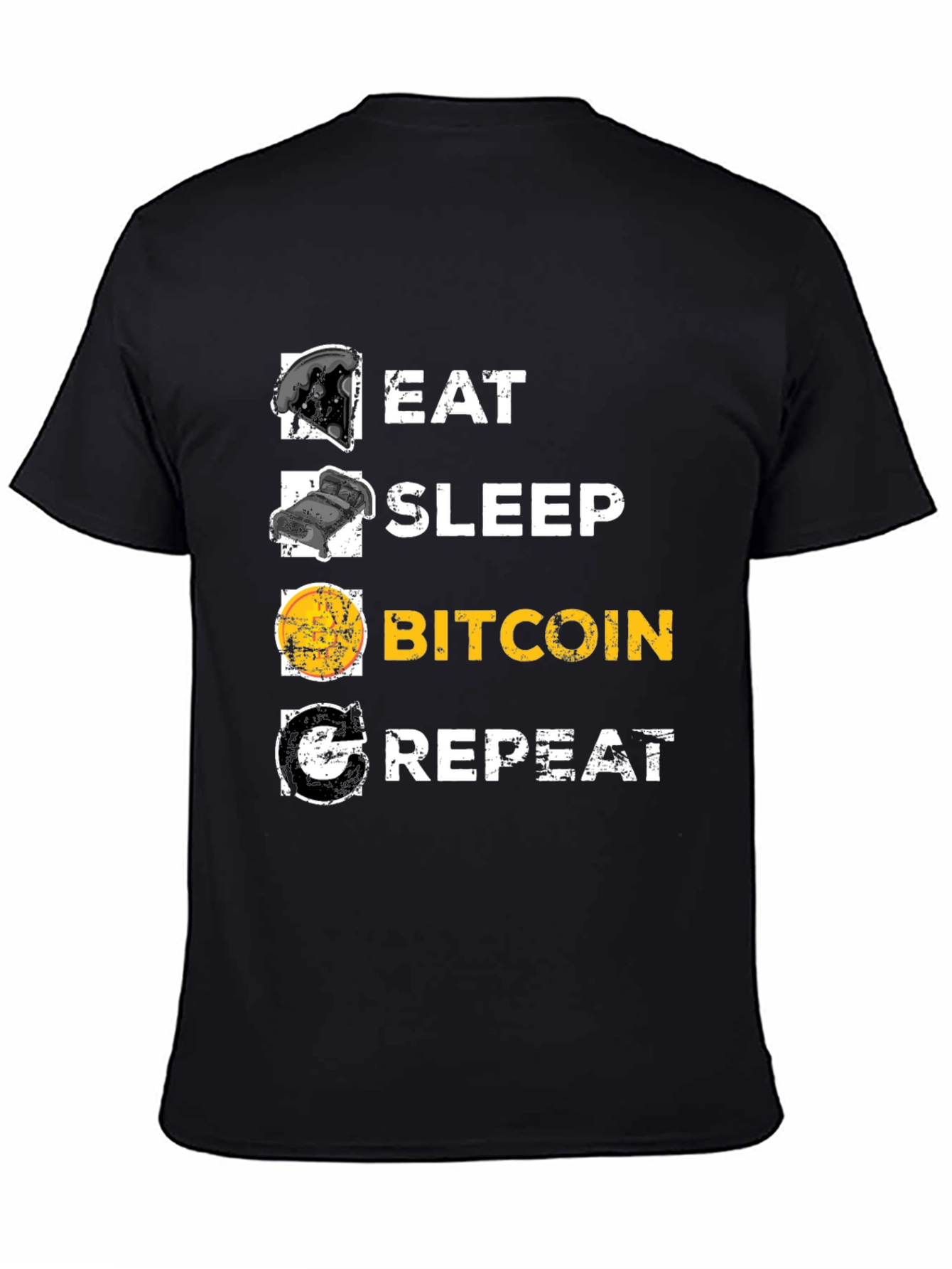 Eat Sleep Bitcoin Repeat Graphic Tee - Crypto T-Shirt