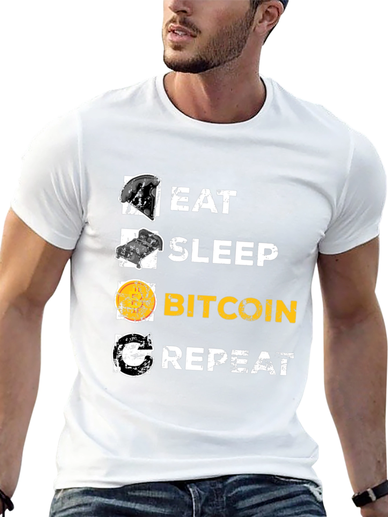 Eat Sleep Bitcoin Repeat Graphic Tee - Crypto T-Shirt
