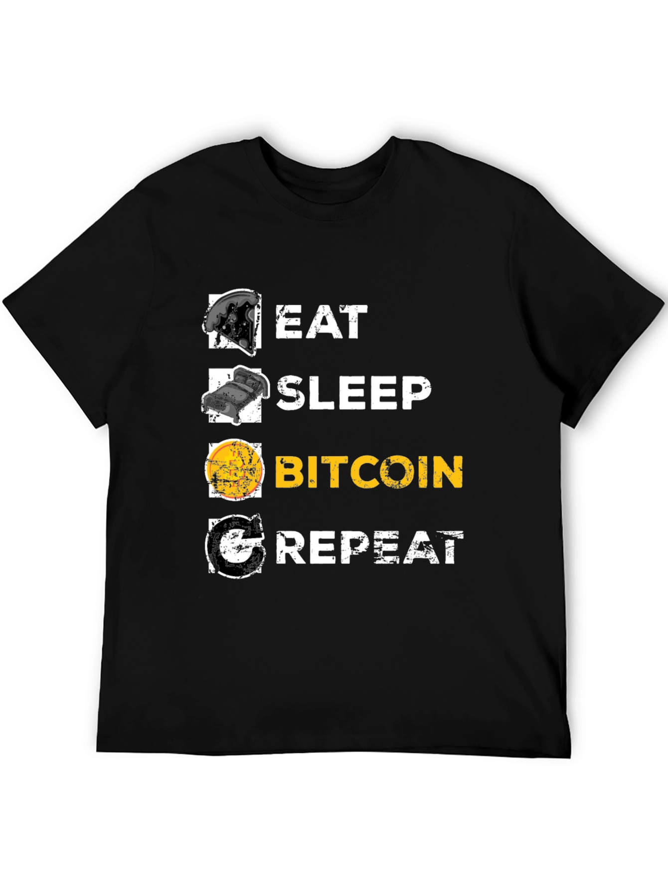 Eat Sleep Bitcoin Repeat Graphic Tee - Crypto T-Shirt