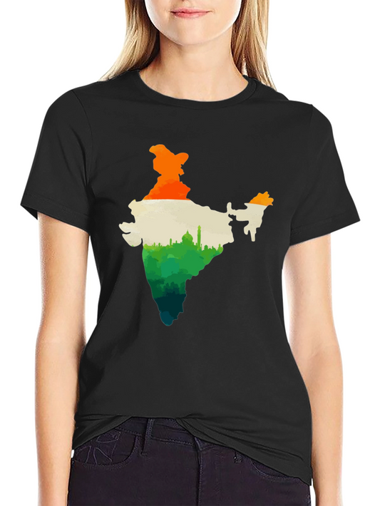 India Map Graphic Tee - Black Cotton T-Shirt
