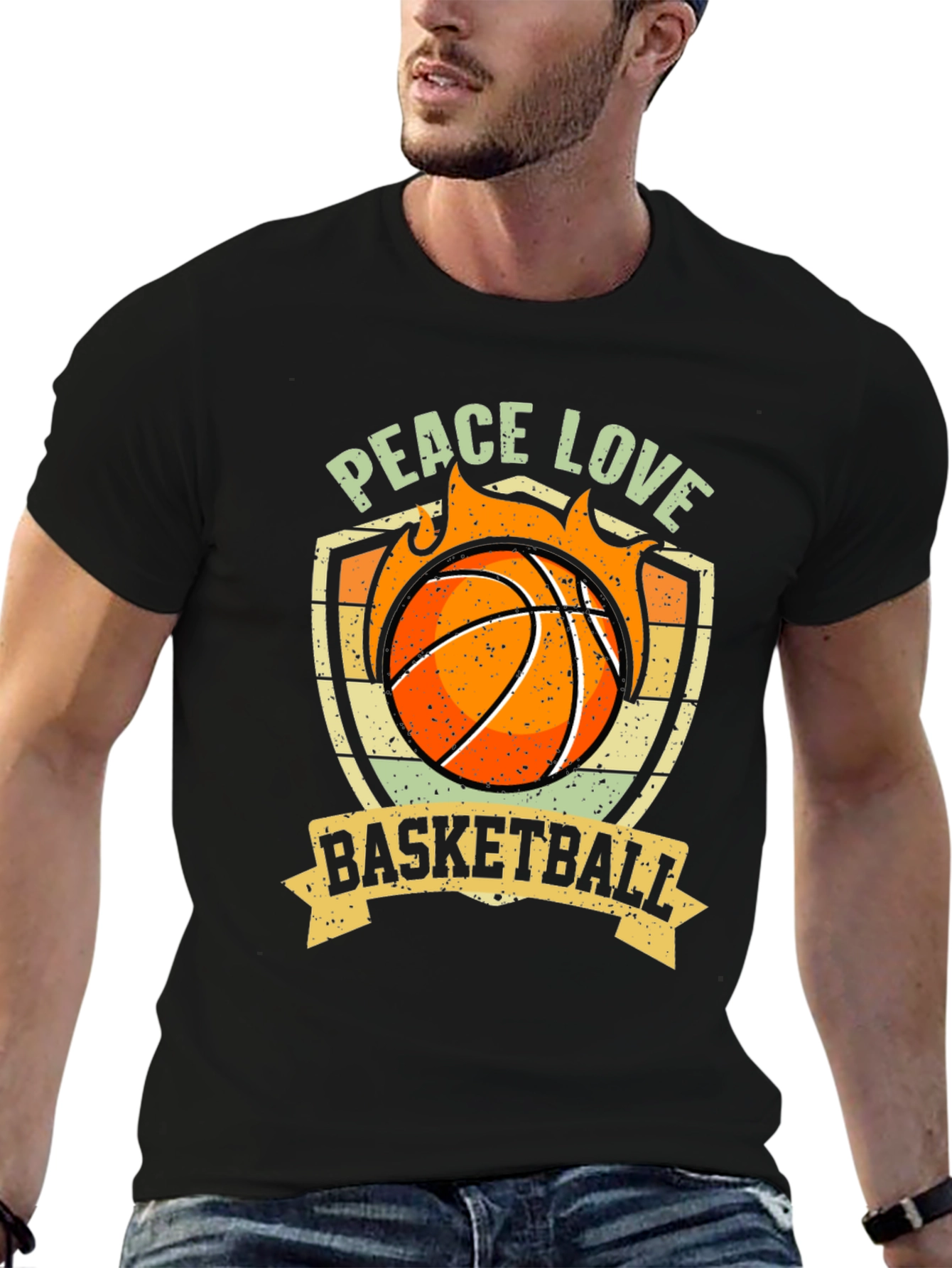 Peace Love Basketball Graphic T-Shirt