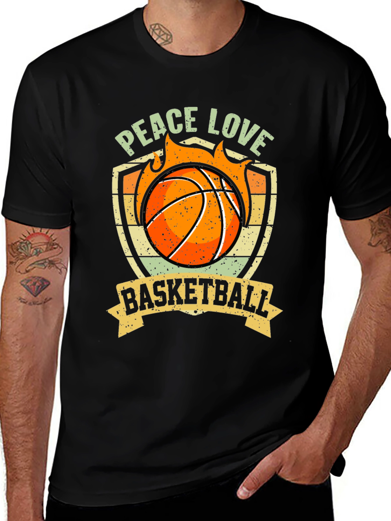 Peace Love Basketball Graphic T-Shirt