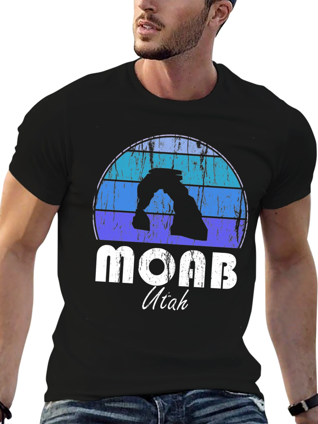 Moab Utah Retro Style Black T-Shirt
